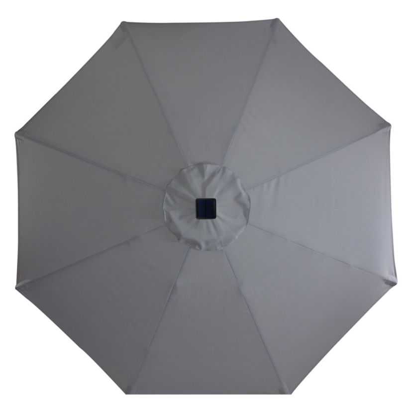 9ft Solar Lighted Outdoor Patio Market Umbrella with Hand Crank and Tilt  Gray