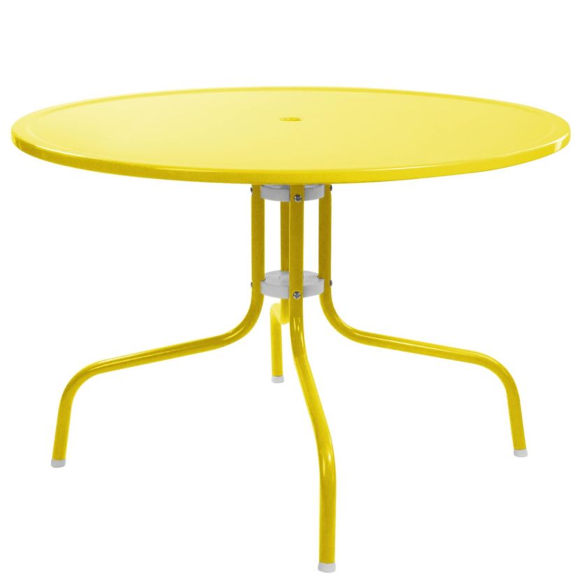 39.25-Inch Outdoor Retro Metal Tulip Dining Table  Yellow