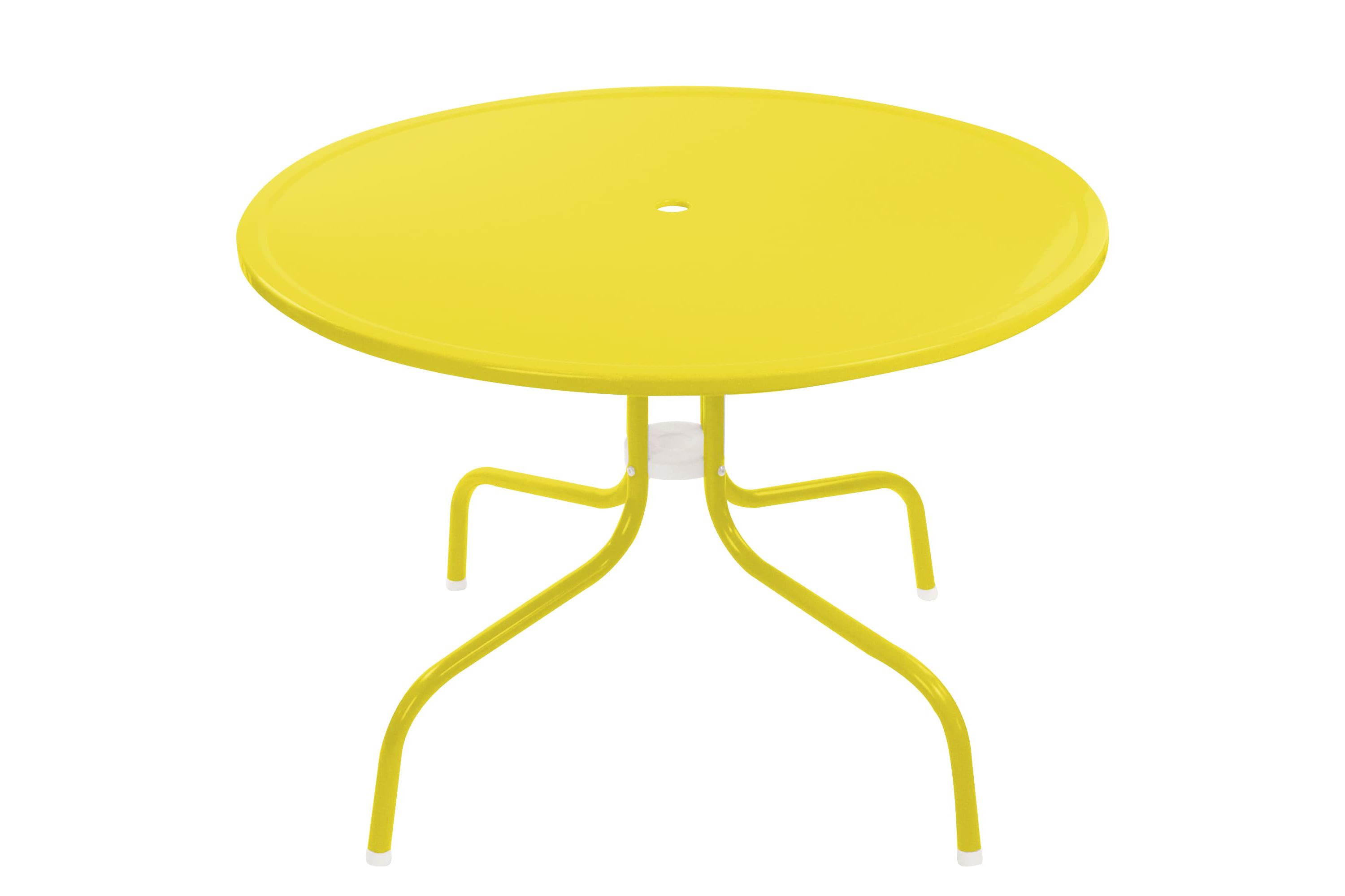 39.25-Inch Outdoor Retro Metal Tulip Dining Table  Yellow