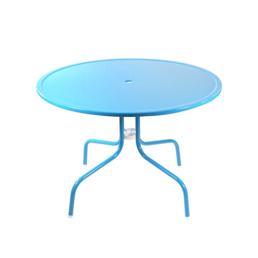 39.25-Inch Outdoor Retro Metal Tulip Dining Table  Sky Blue