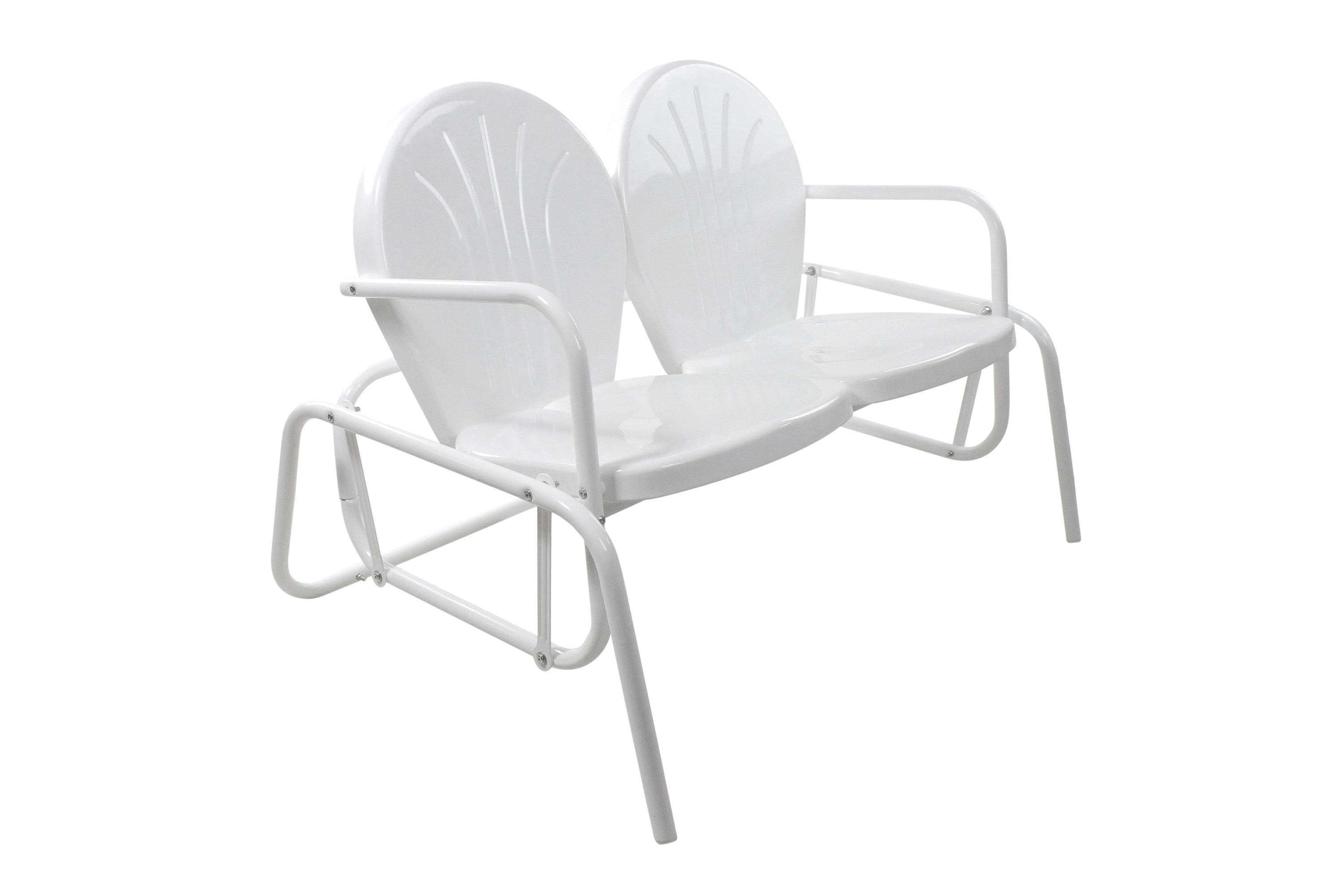2-Person Outdoor Retro Metal Tulip Double Glider Patio Chair  White