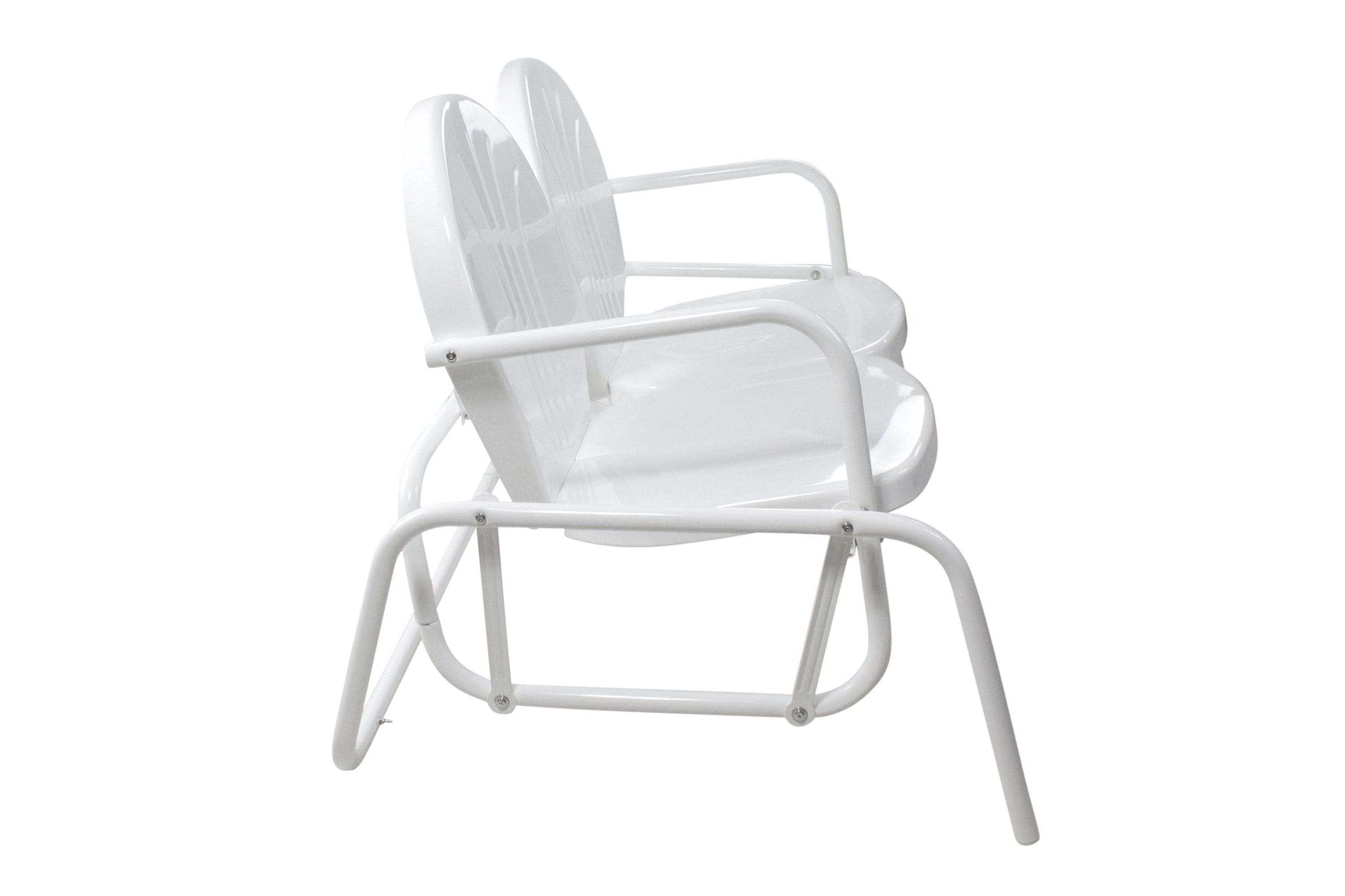 2-Person Outdoor Retro Metal Tulip Double Glider Patio Chair  White