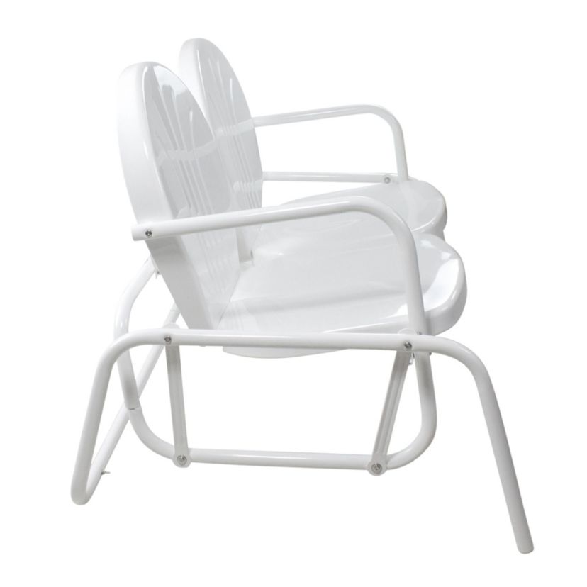 2-Person Outdoor Retro Metal Tulip Double Glider Patio Chair  White