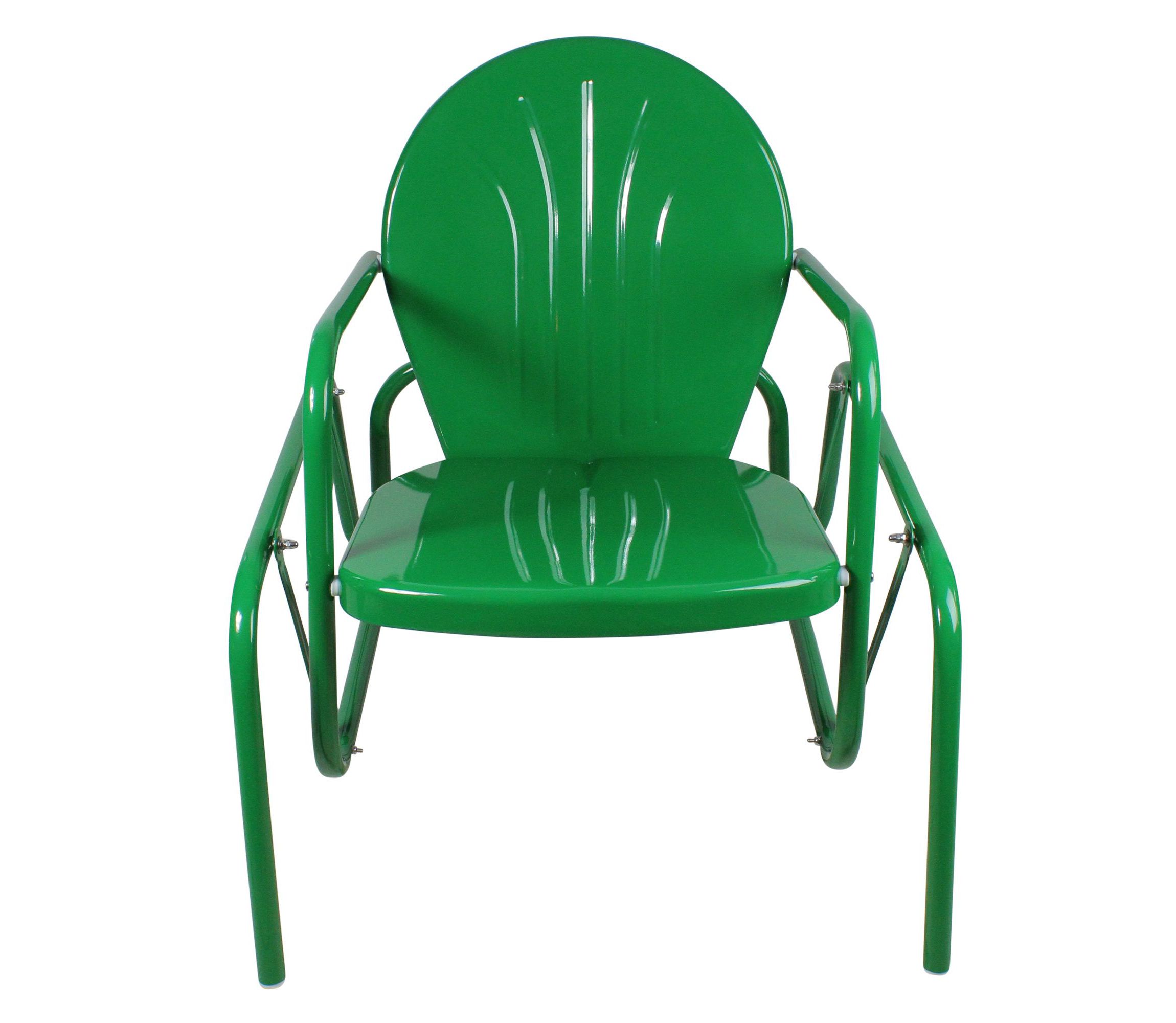 Outdoor Retro Metal Tulip Glider Patio Chair  Green