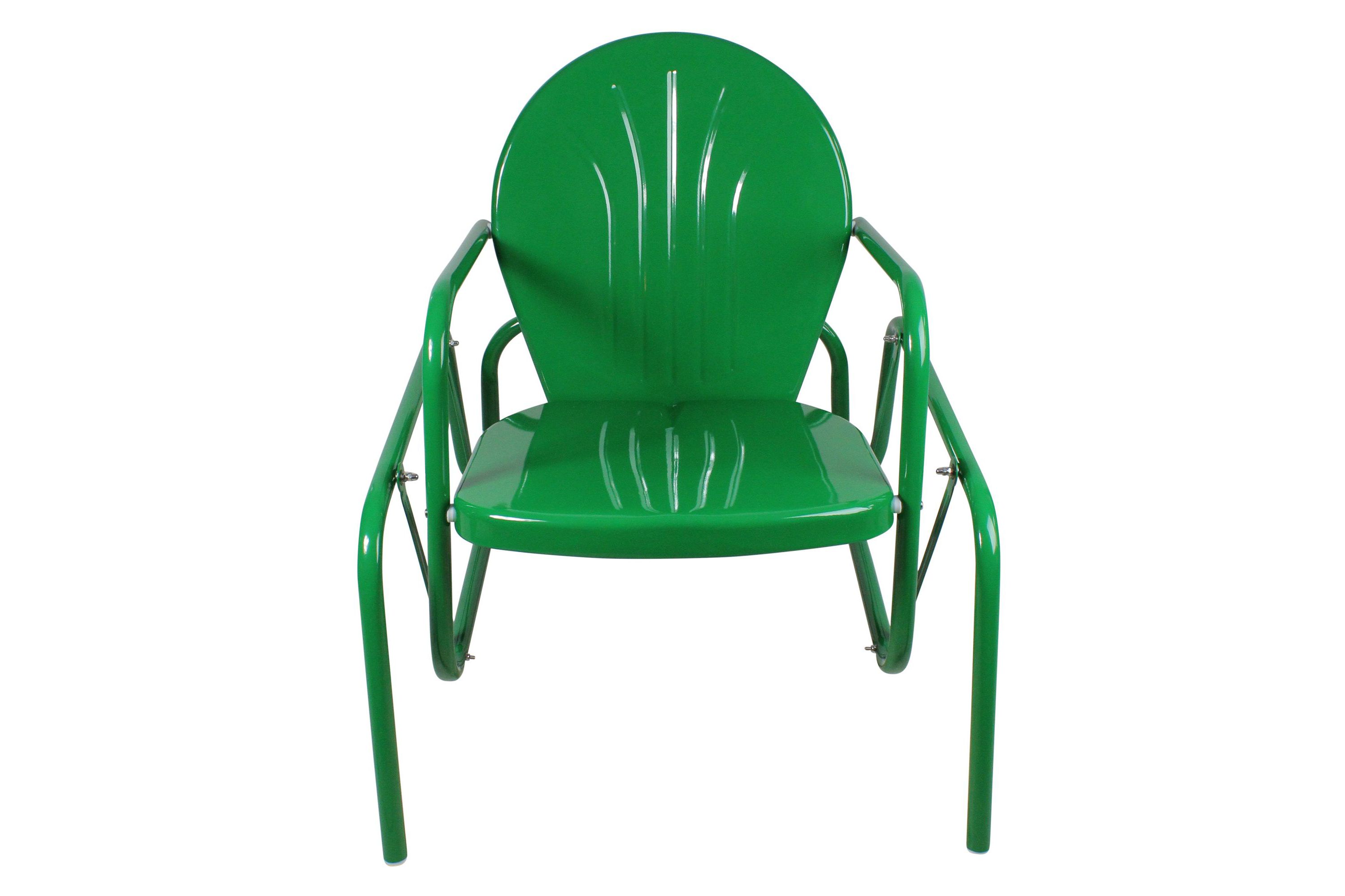 Outdoor Retro Metal Tulip Glider Patio Chair  Green