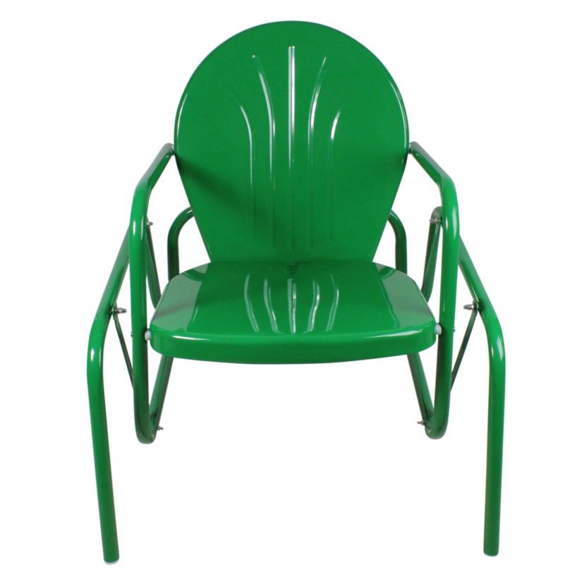 Outdoor Retro Metal Tulip Glider Patio Chair  Green