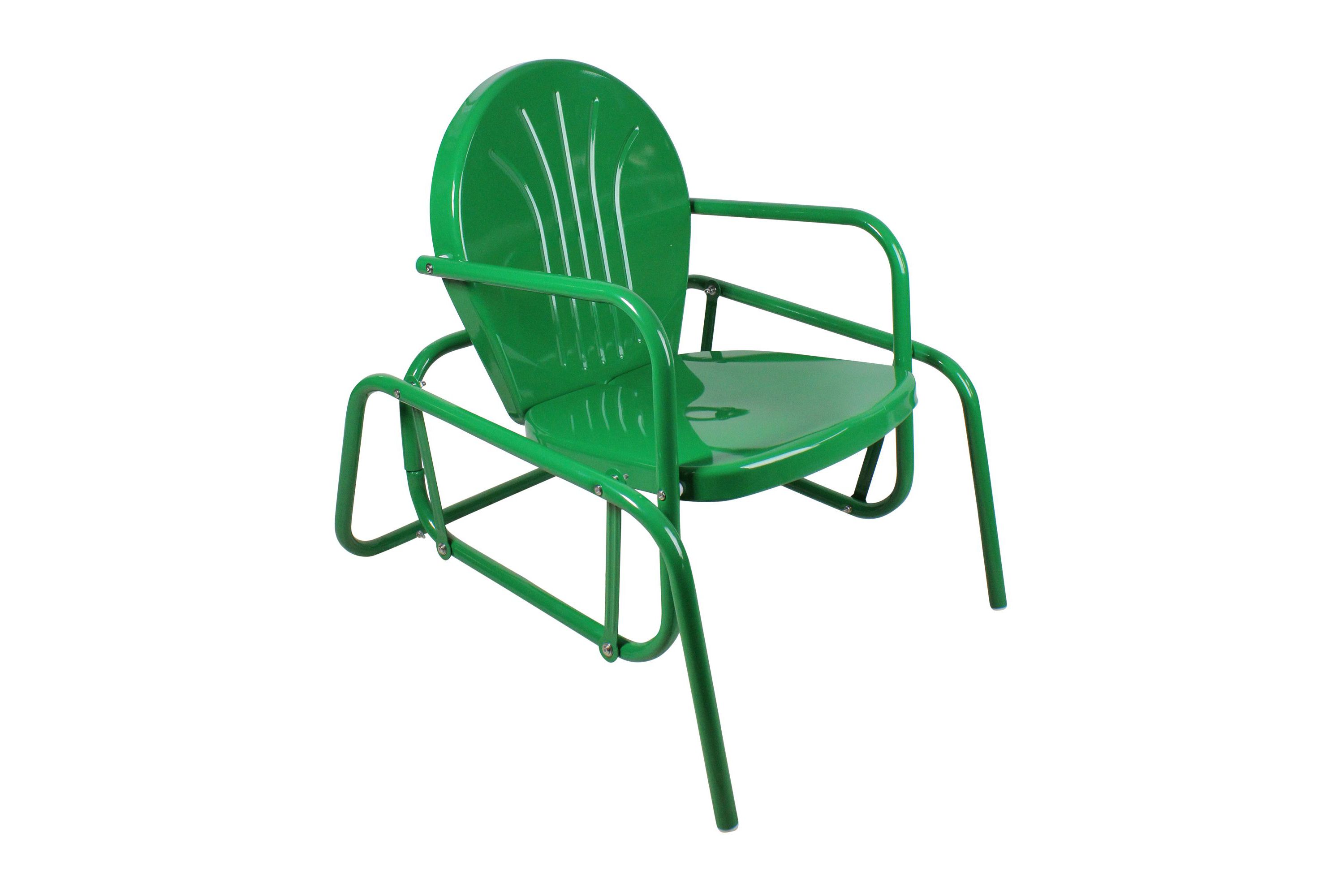 Outdoor Retro Metal Tulip Glider Patio Chair  Green
