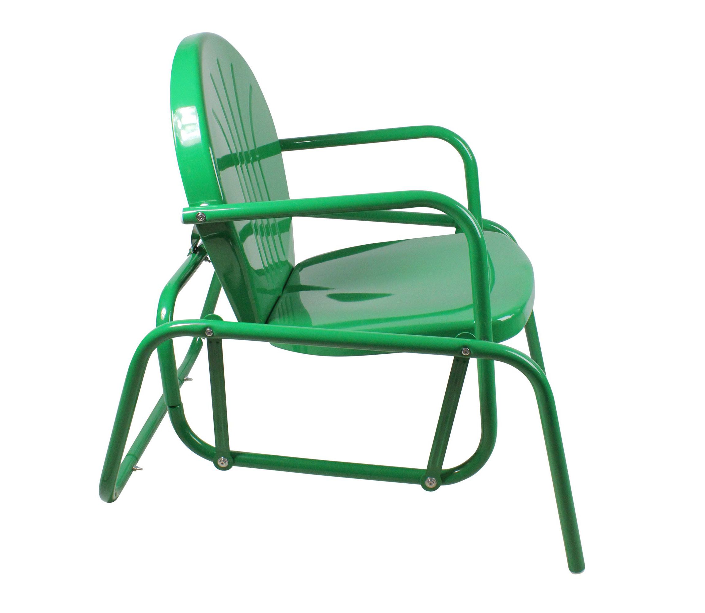 Outdoor Retro Metal Tulip Glider Patio Chair  Green