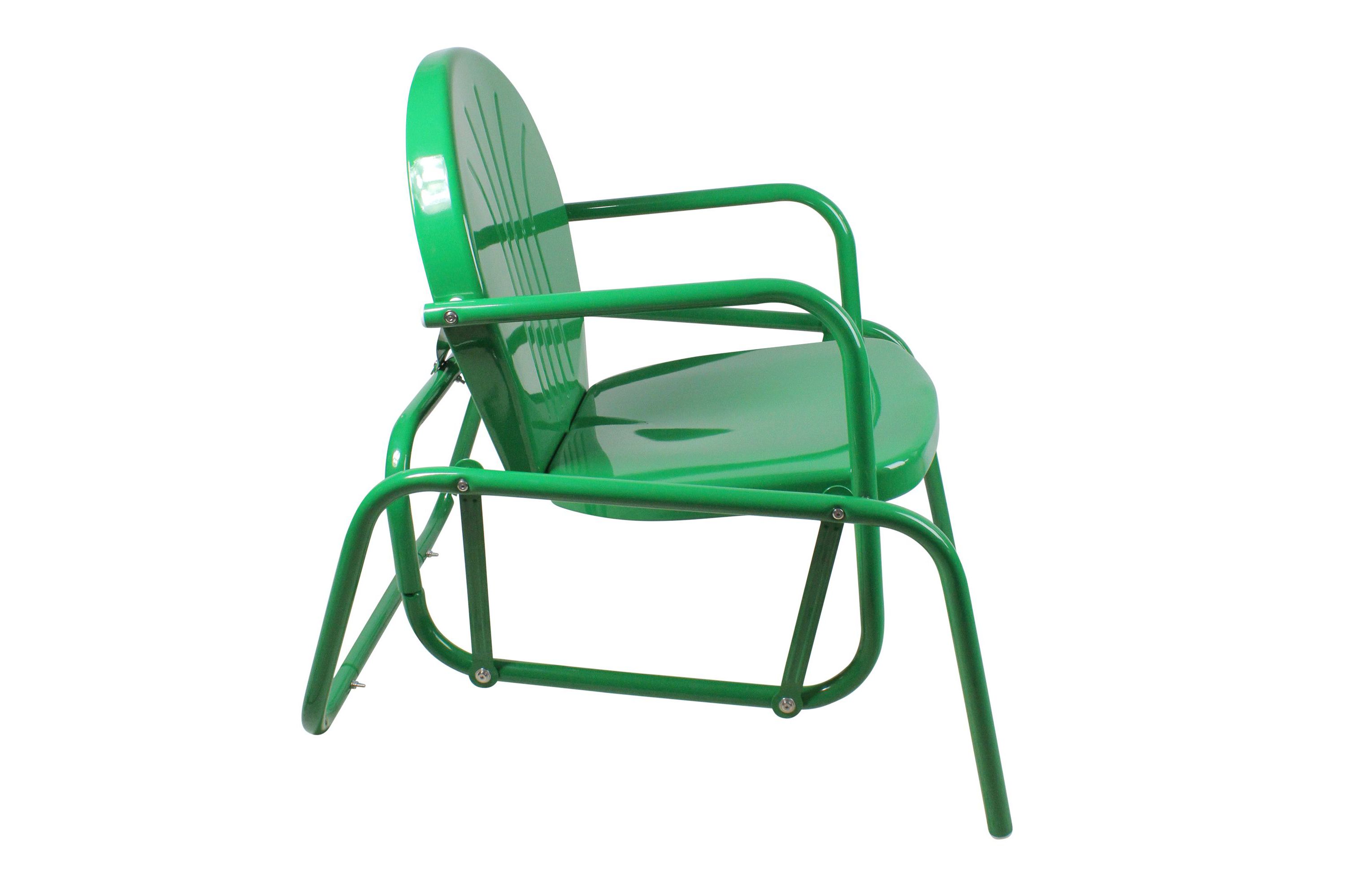 Outdoor Retro Metal Tulip Glider Patio Chair  Green