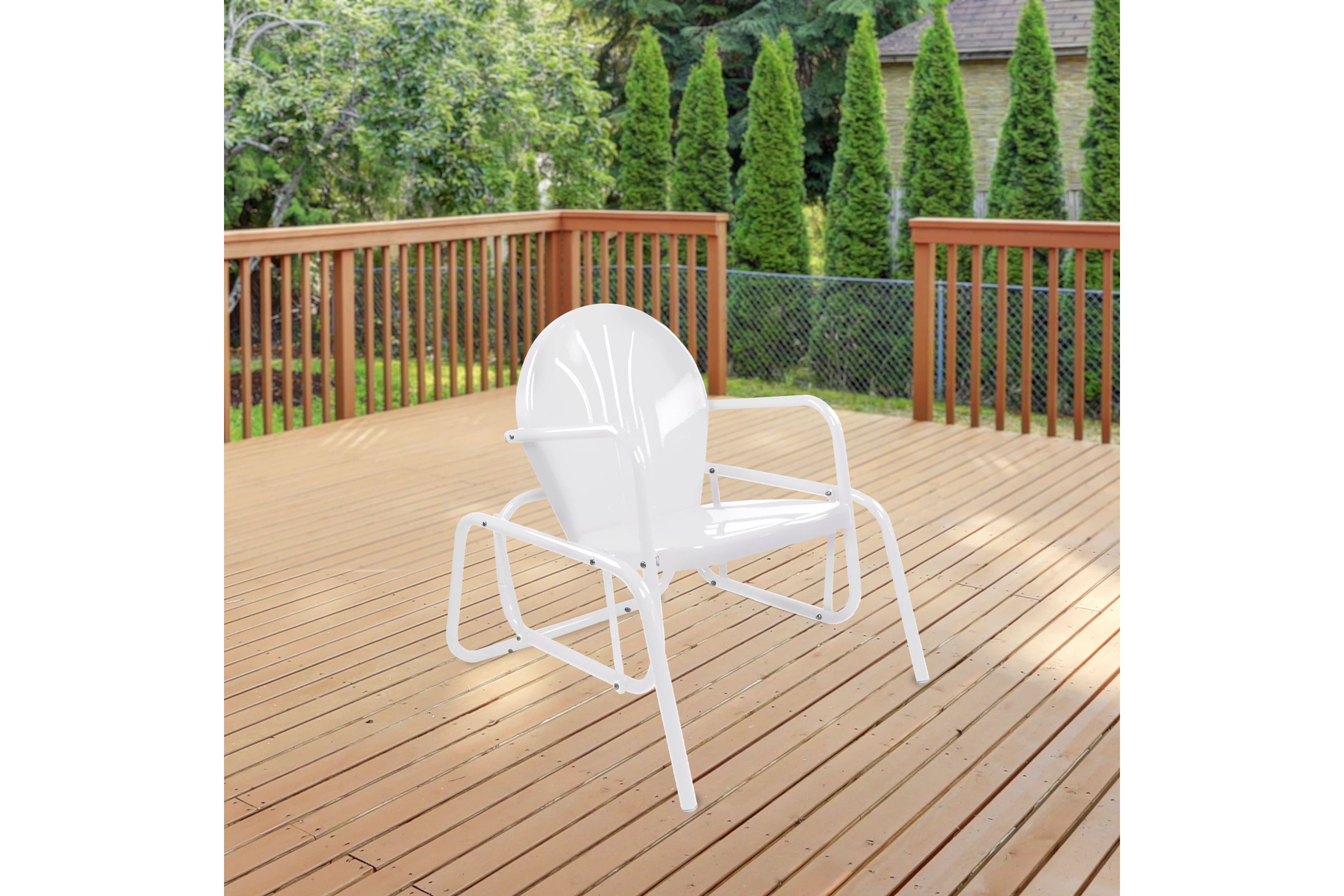Outdoor Retro Metal Tulip Glider Patio Chair  White