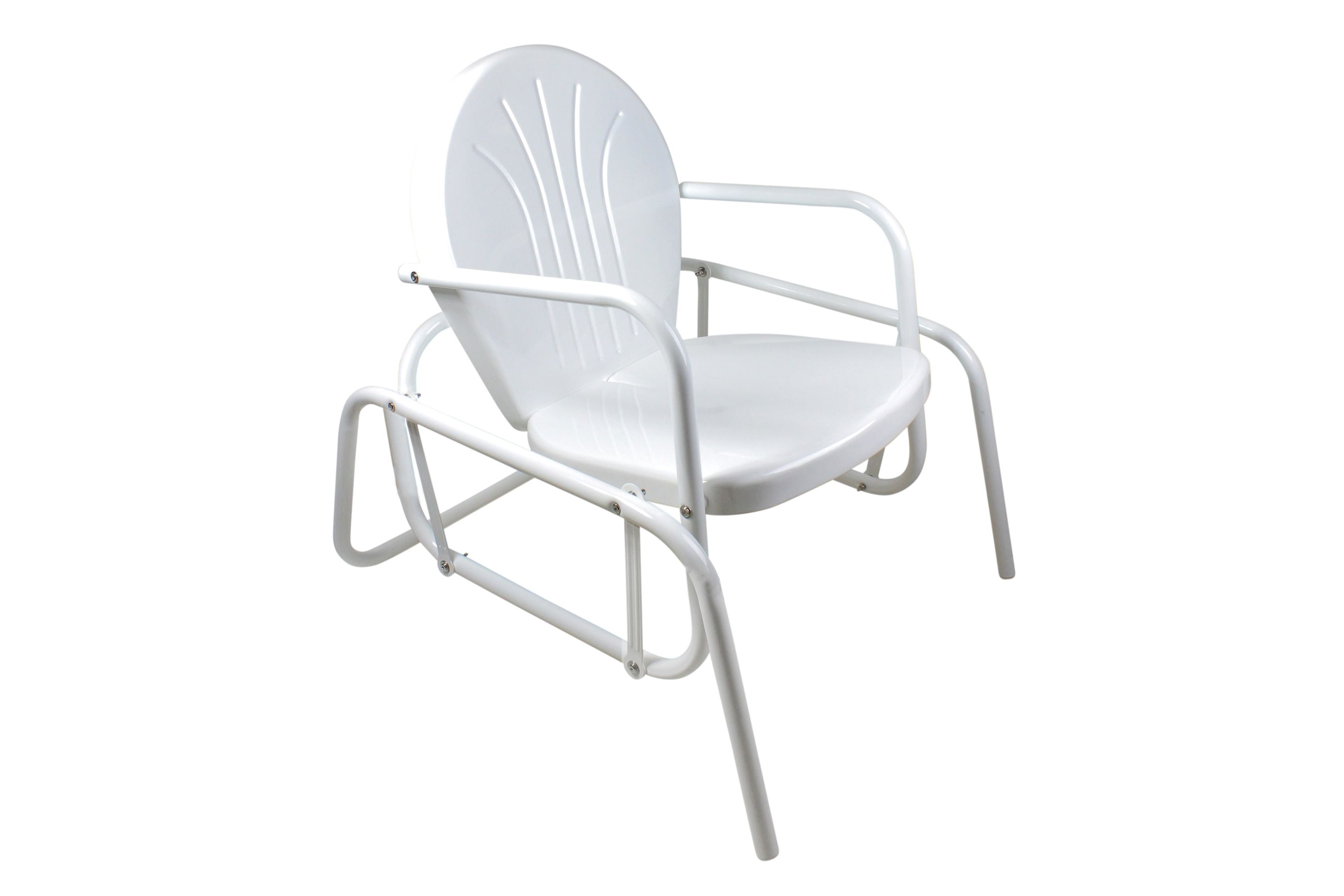 Outdoor Retro Metal Tulip Glider Patio Chair  White