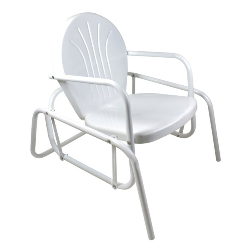Outdoor Retro Metal Tulip Glider Patio Chair  White