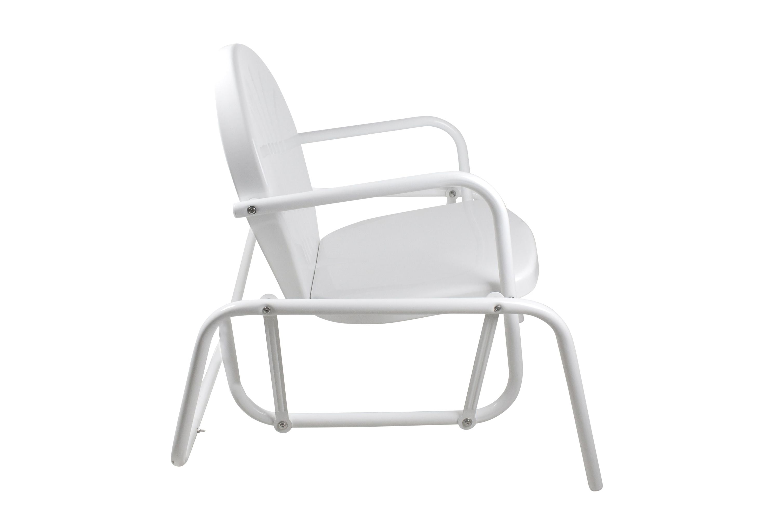 Outdoor Retro Metal Tulip Glider Patio Chair  White