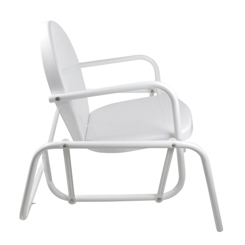 Outdoor Retro Metal Tulip Glider Patio Chair  White