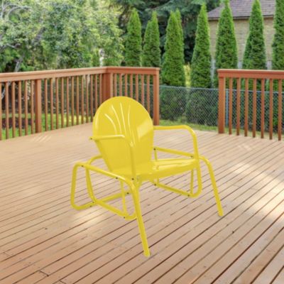 Outdoor Retro Metal Tulip Glider Patio Chair  Yellow