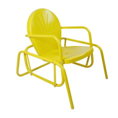 Outdoor Retro Metal Tulip Glider Patio Chair  Yellow