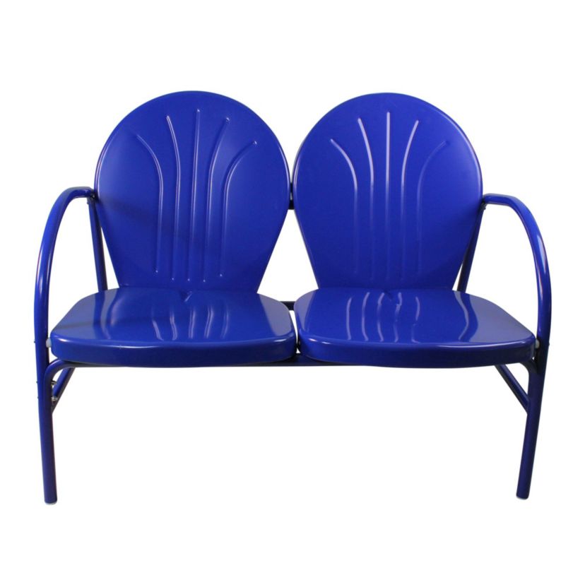 47-Inch Outdoor Retro Tulip Loveseat  Blue