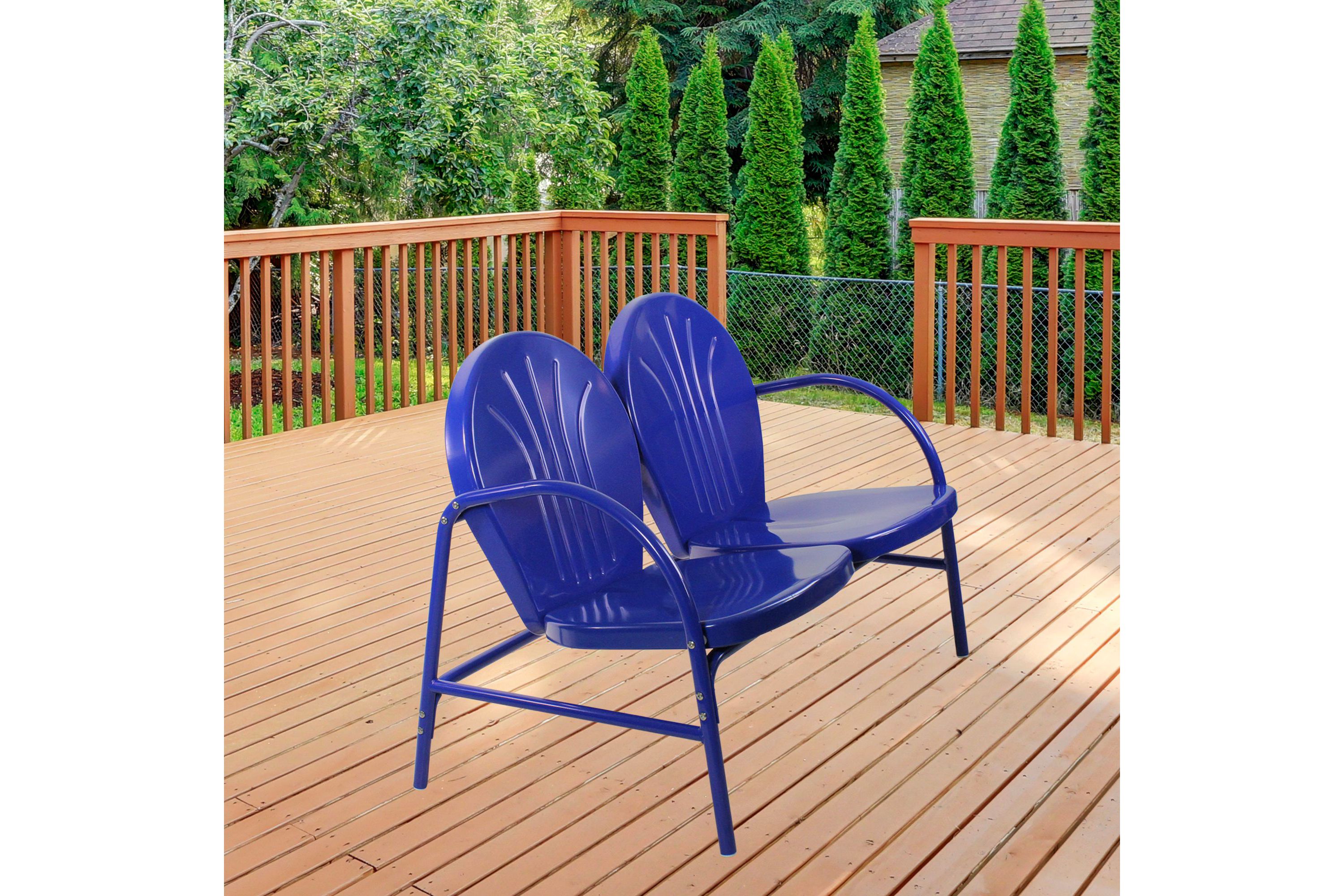 47-Inch Outdoor Retro Tulip Loveseat  Blue