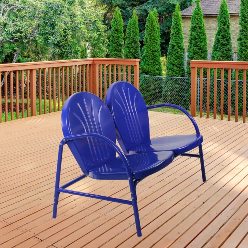 47-Inch Outdoor Retro Tulip Loveseat  Blue