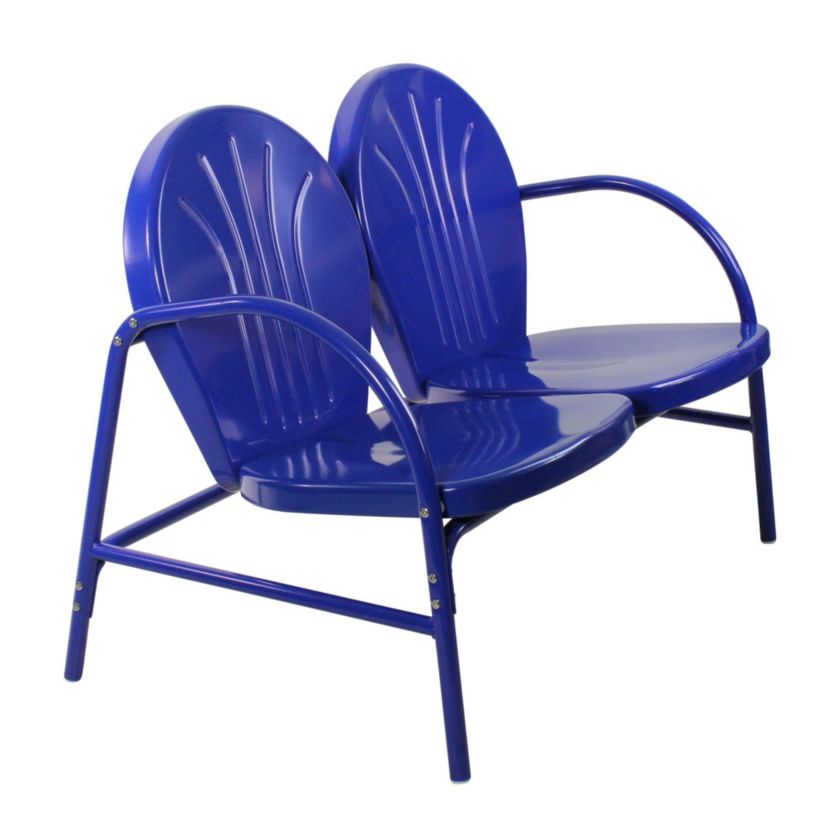 47-Inch Outdoor Retro Tulip Loveseat  Blue
