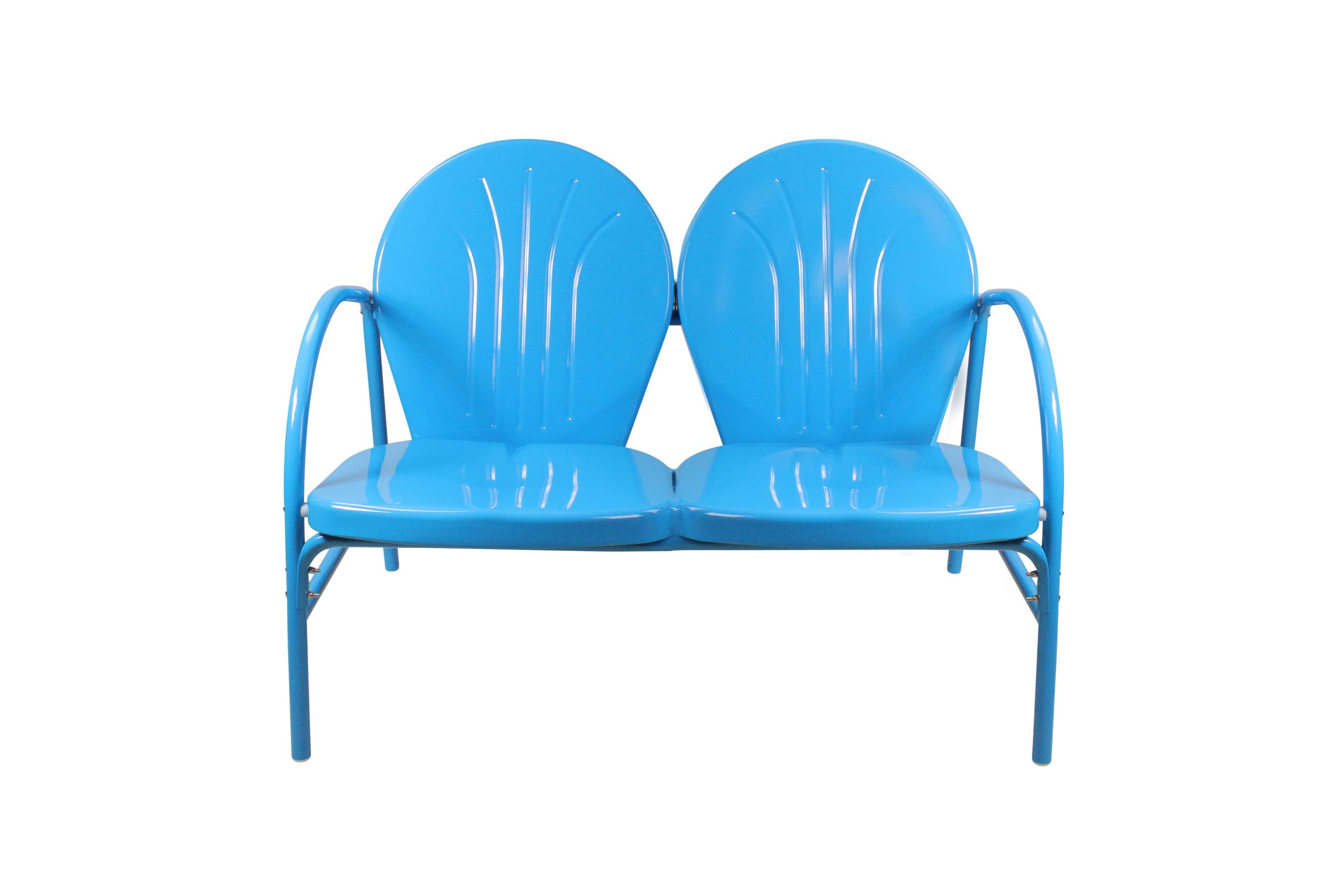 47-Inch Outdoor Retro Tulip Steel Loveseat  Sky Blue