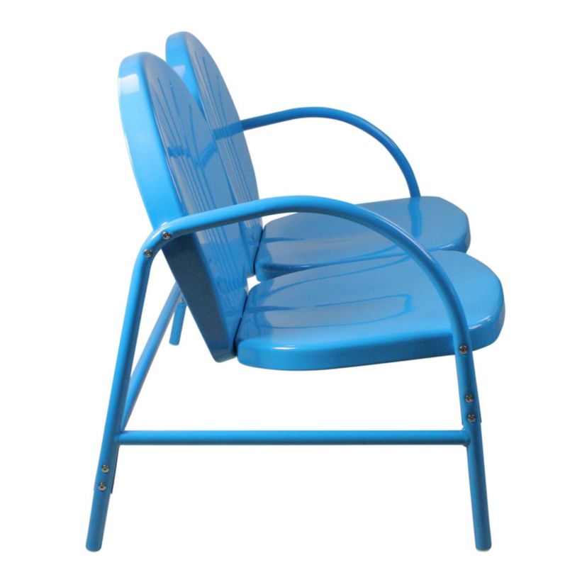 47-Inch Outdoor Retro Tulip Steel Loveseat  Sky Blue