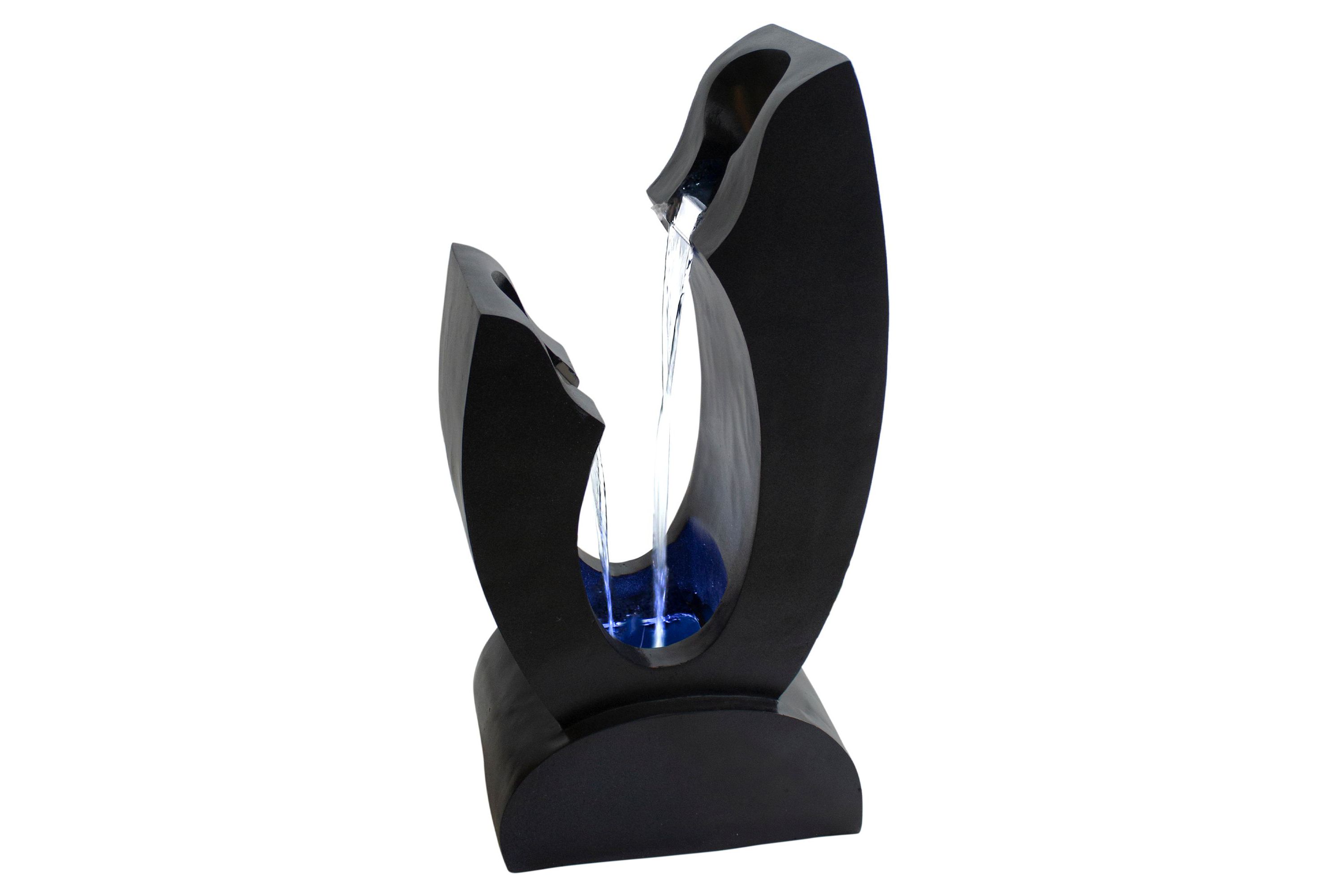 31.5" Black Lighted Modern Outdoor Garden Water Fountain