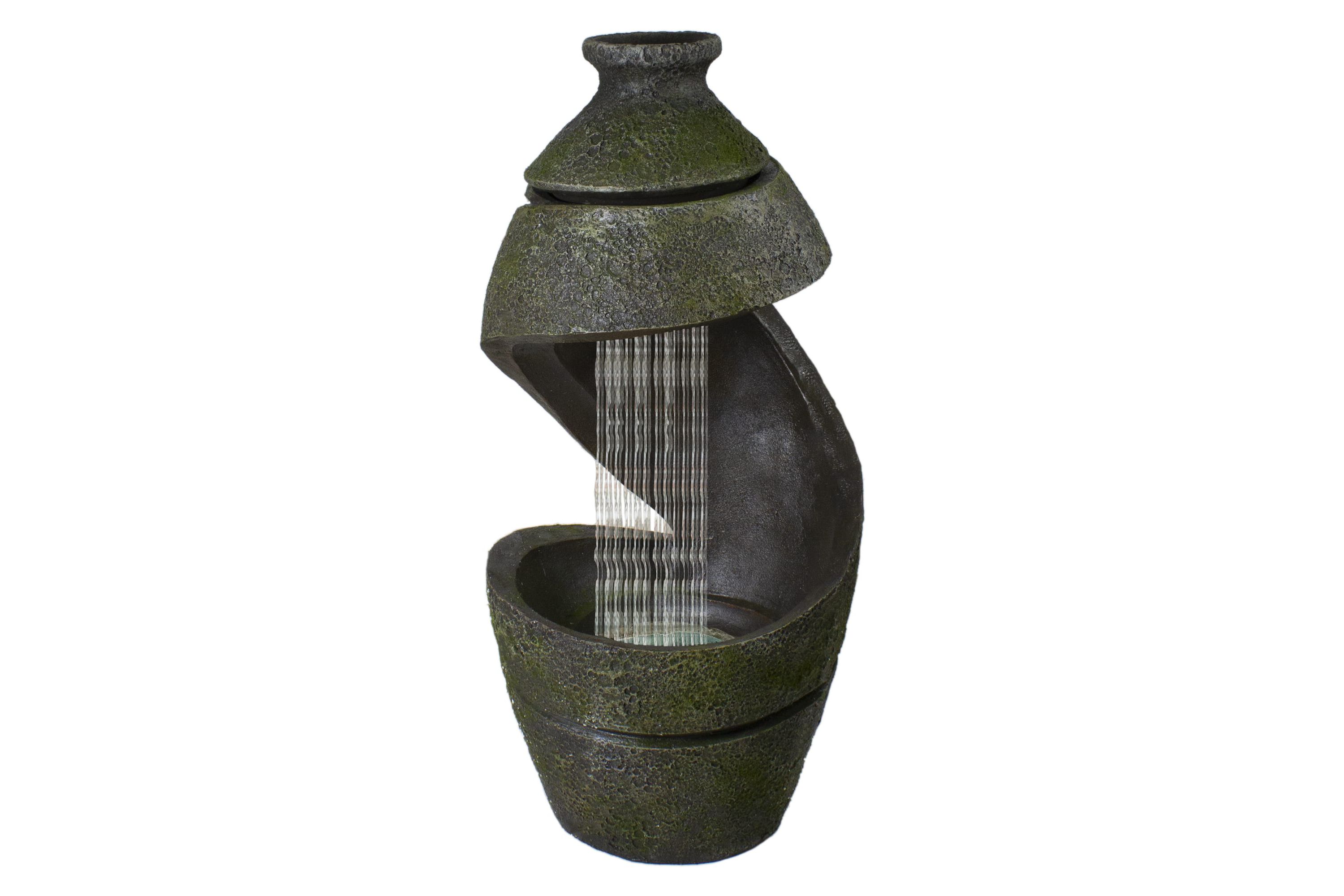 31" Green and Gray Mossy Outdoor Garden Water Fountain