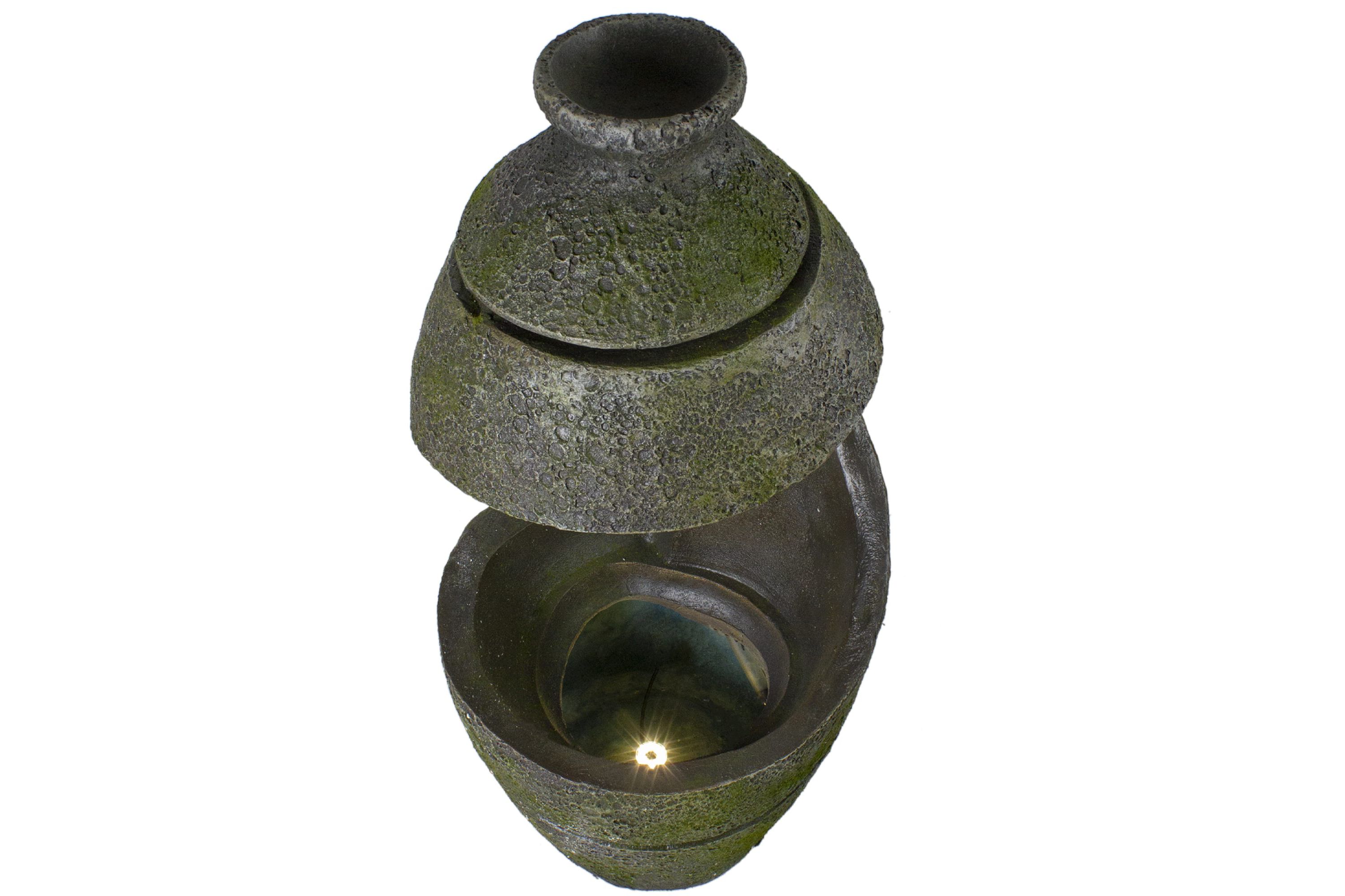 31" Green and Gray Mossy Outdoor Garden Water Fountain