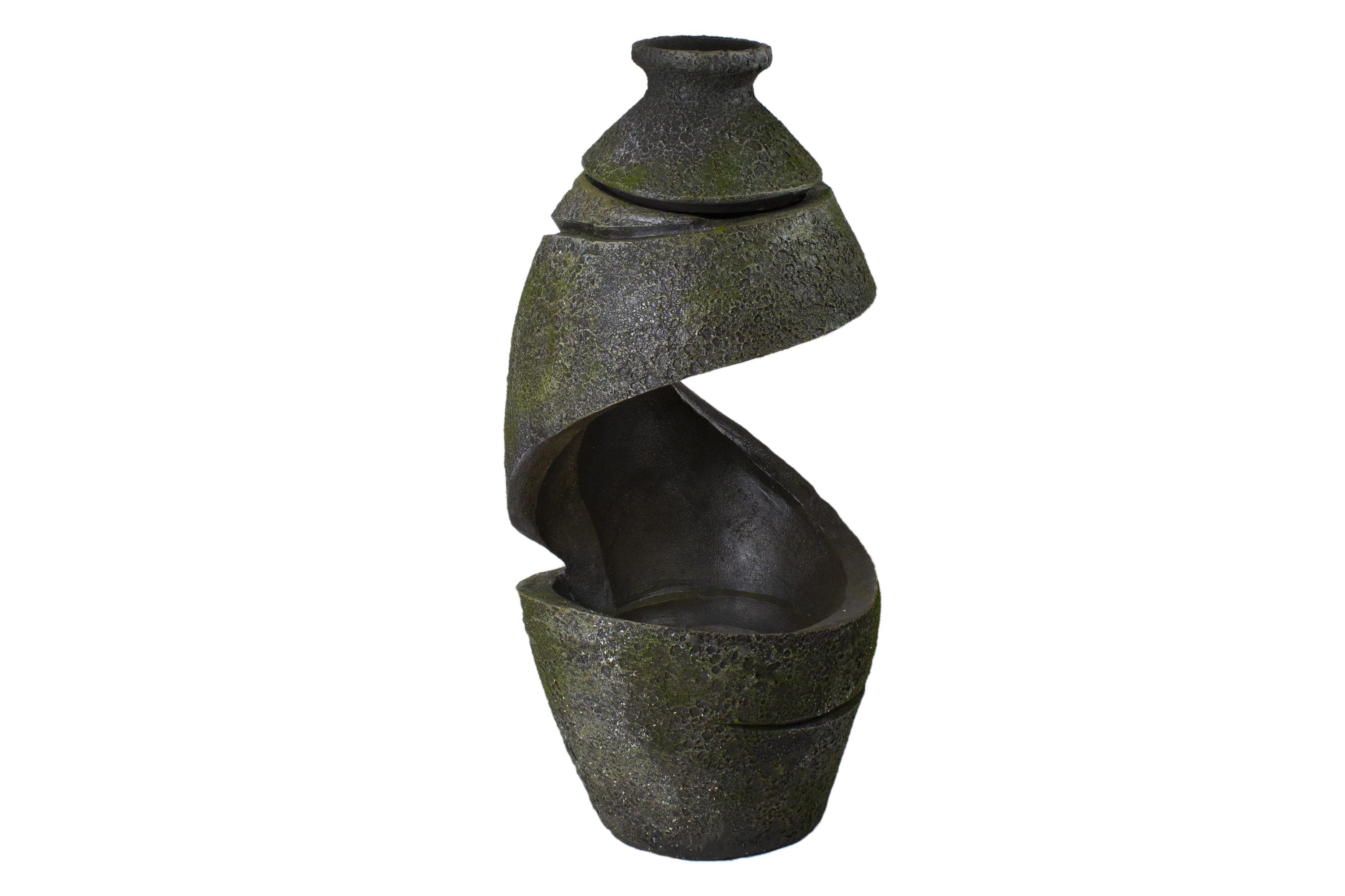 31" Green and Gray Mossy Outdoor Garden Water Fountain