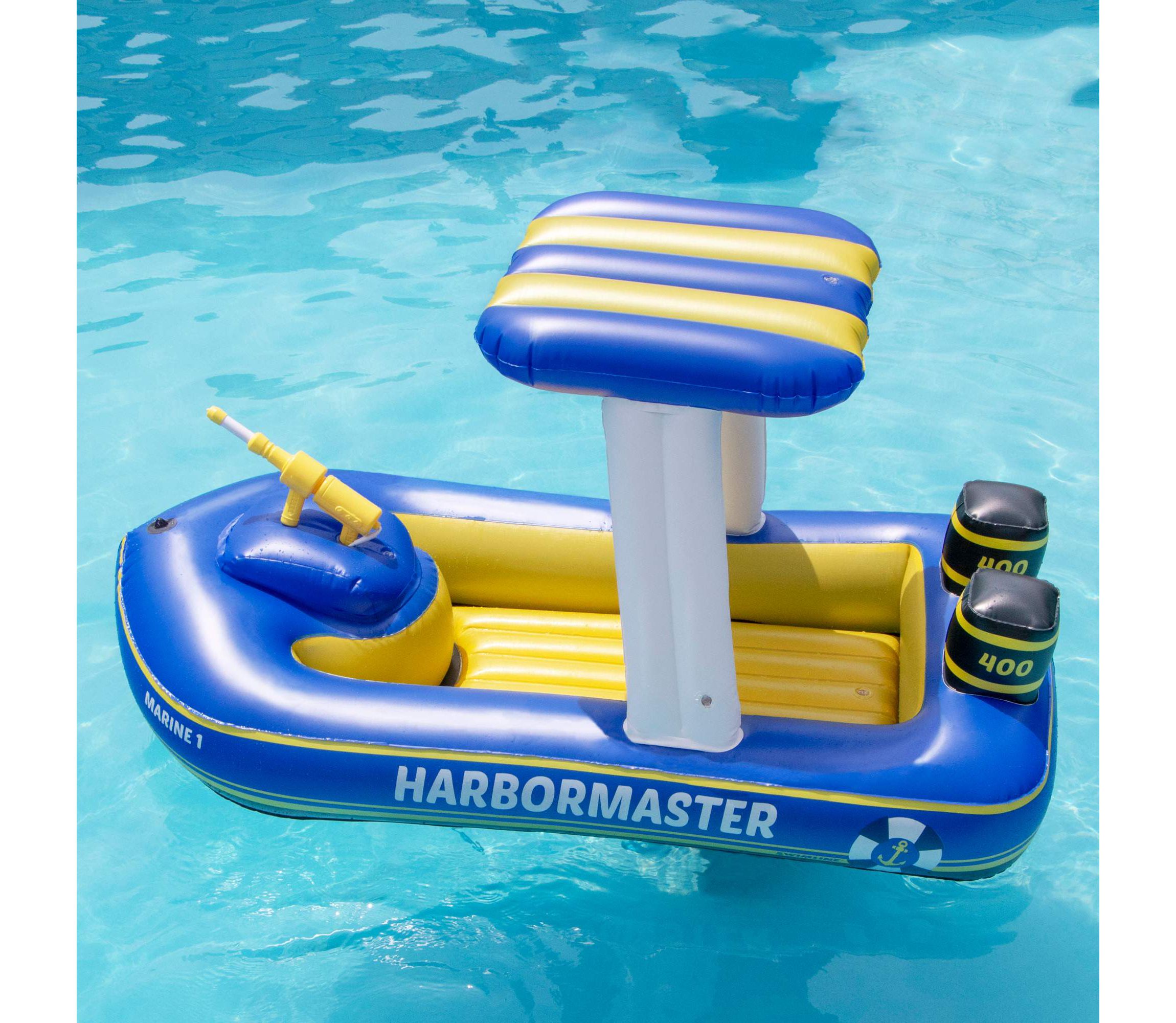 Harbor Master Patrol Boat with Pump Squirter Swimming Pool Float - 67"