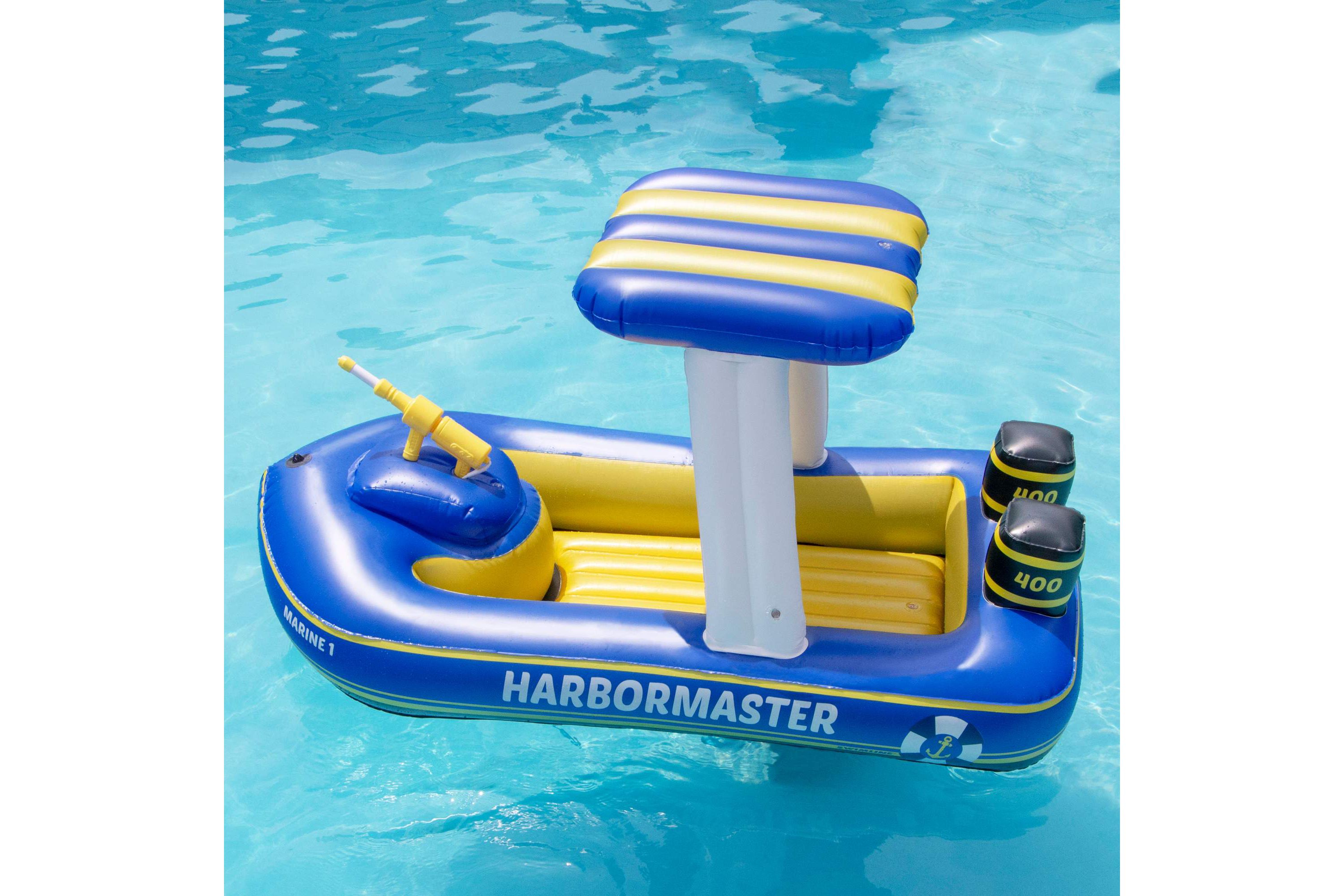 Harbor Master Patrol Boat with Pump Squirter Swimming Pool Float - 67"