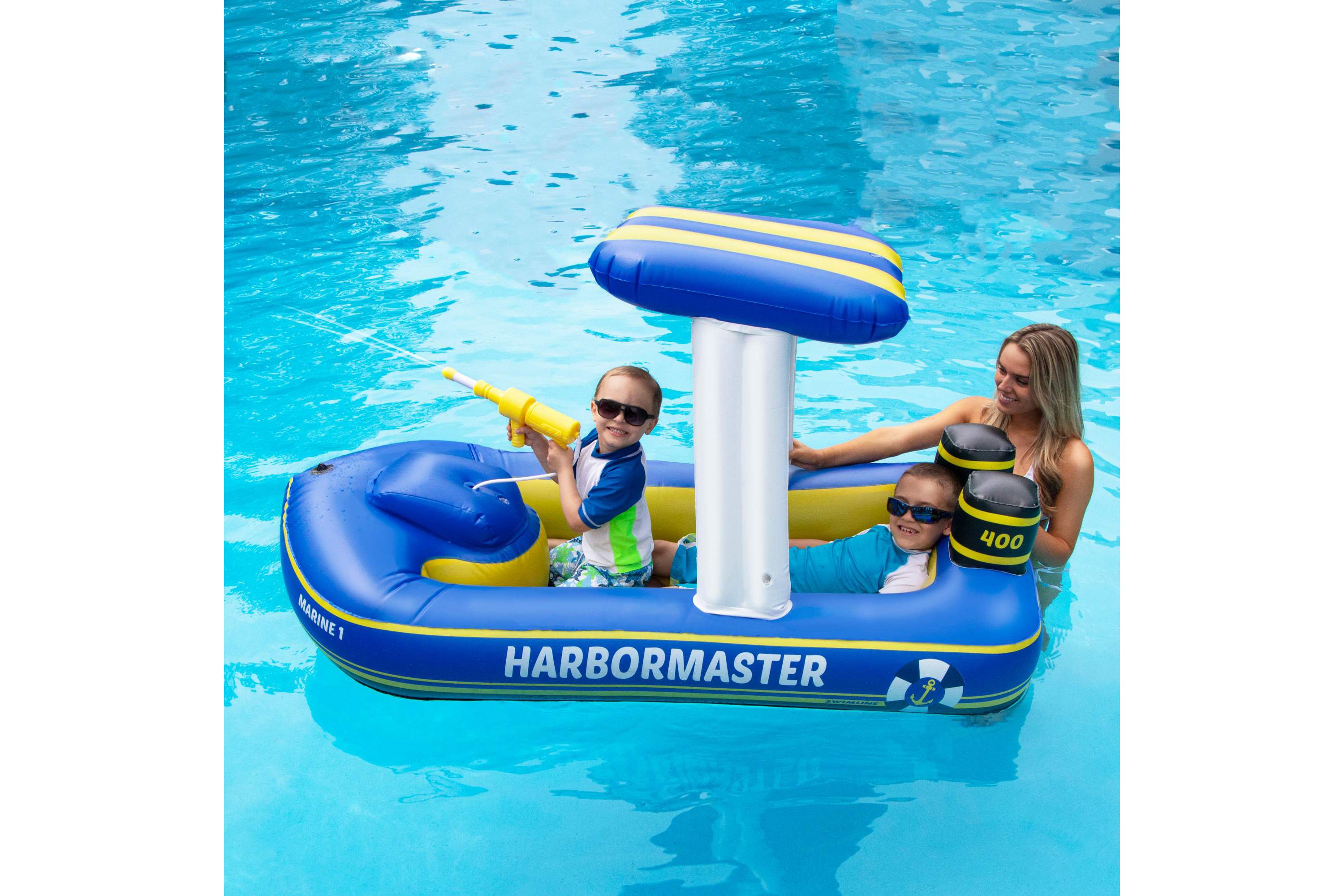 Harbor Master Patrol Boat with Pump Squirter Swimming Pool Float - 67"