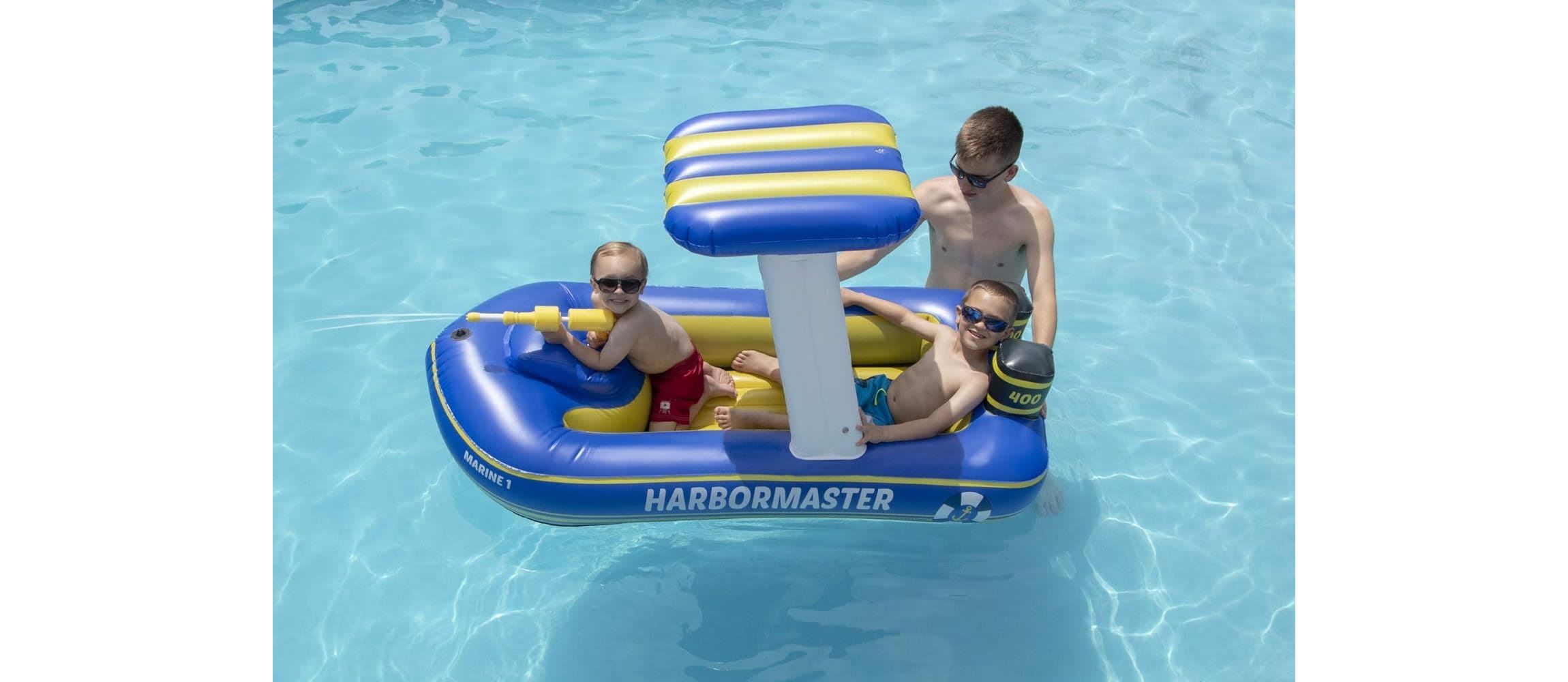 Harbor Master Patrol Boat with Pump Squirter Swimming Pool Float - 67"