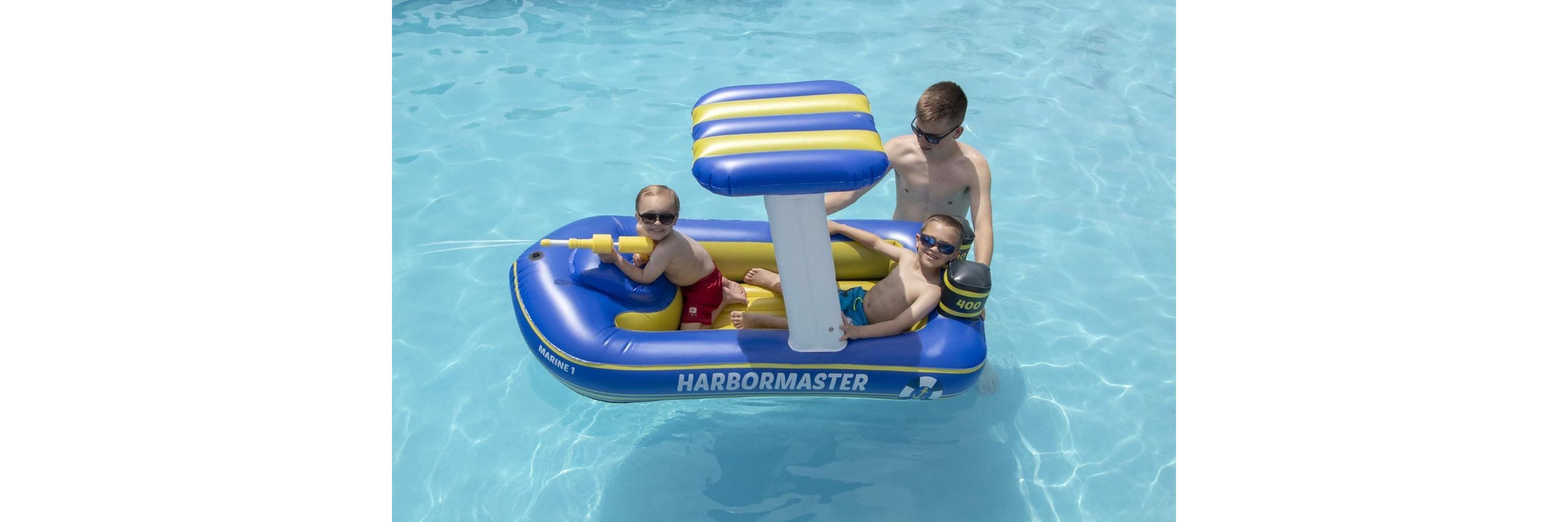 Harbor Master Patrol Boat with Pump Squirter Swimming Pool Float - 67"