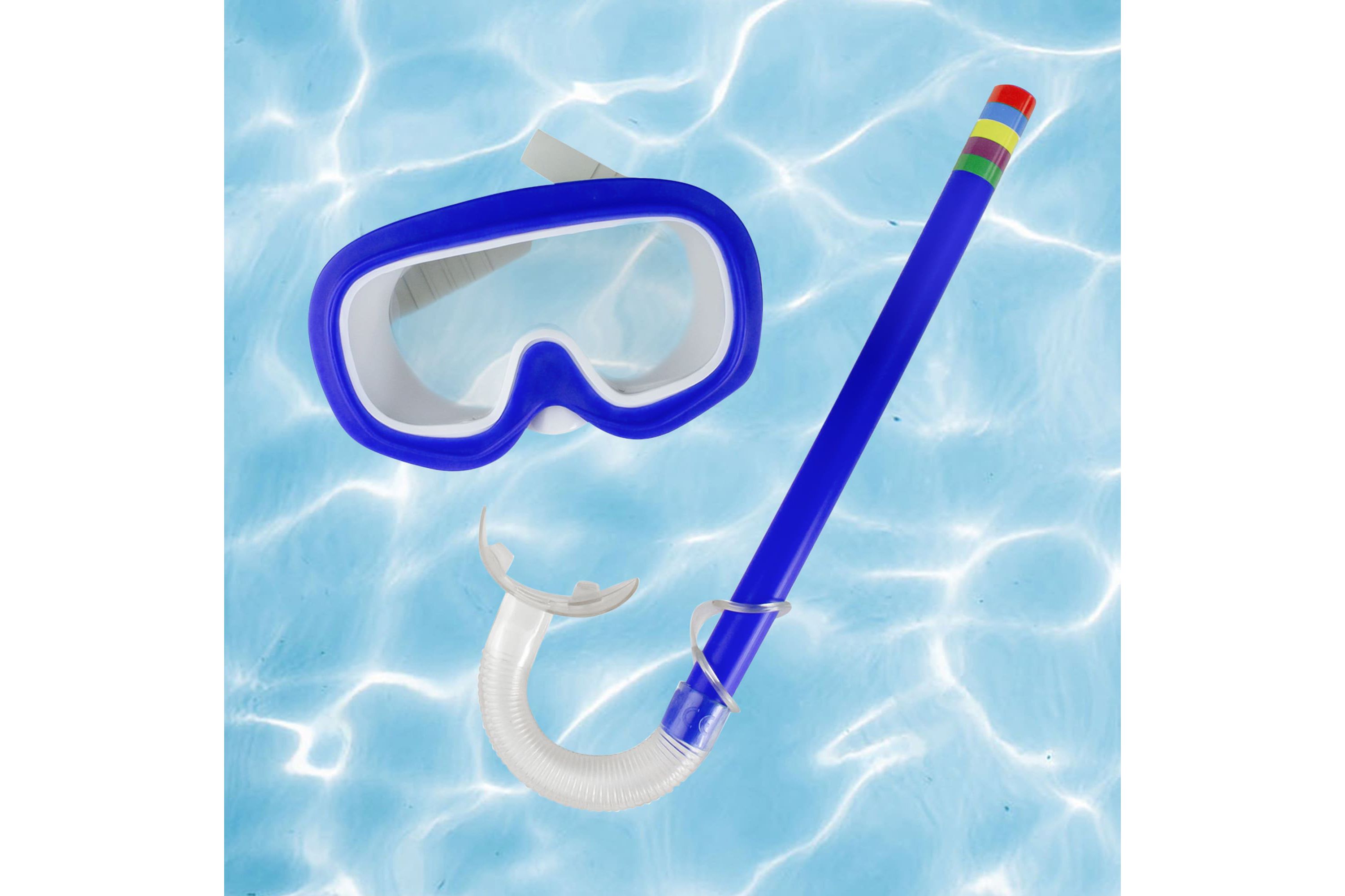 Age 3-8 - Blue Mask and Snorkel Swimming Set for Children