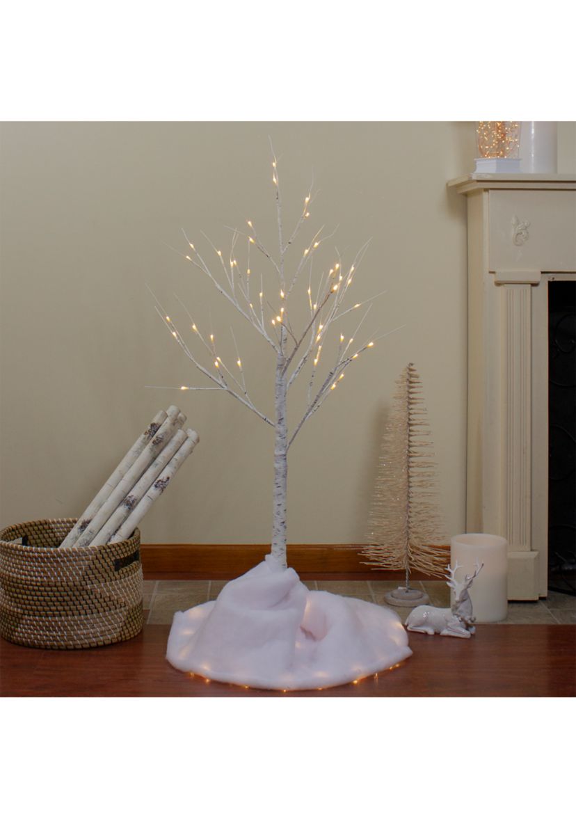 4 LED Lighted White Birch Tree Outdoor Decoration - White Lights