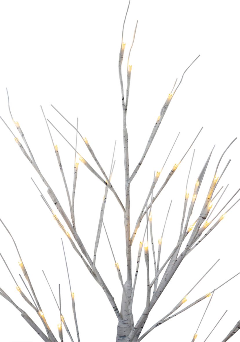 4 LED Lighted White Birch Tree Outdoor Decoration - White Lights