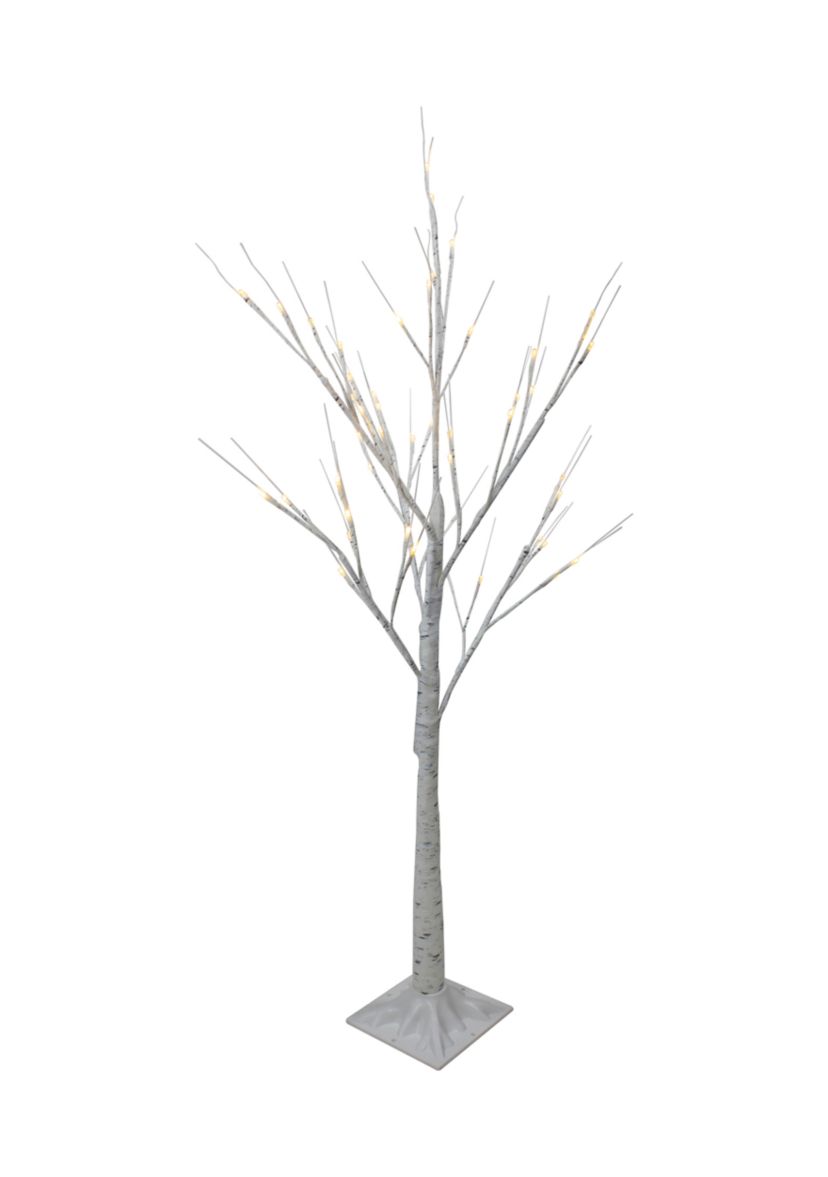 4 LED Lighted White Birch Tree Outdoor Decoration - White Lights