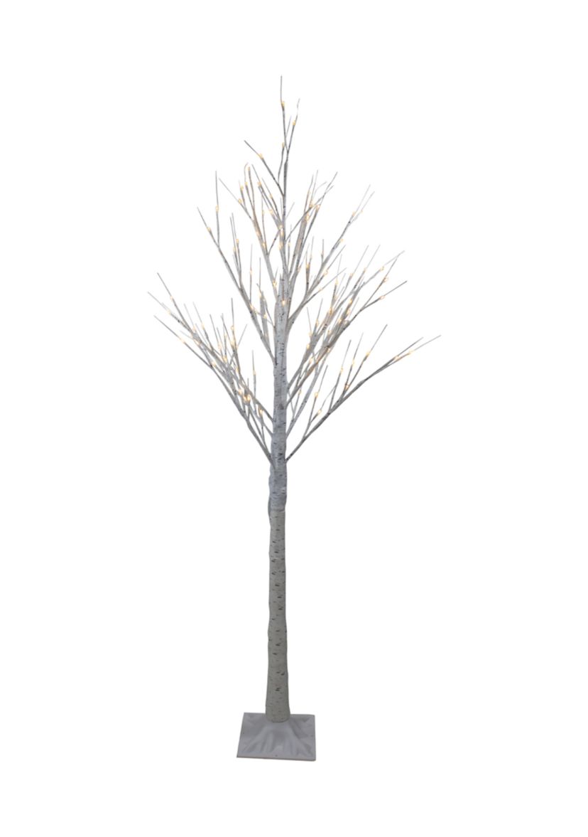 6 Lighted Christmas White Birch Twig Tree Outdoor Decoration - Warm White LED Lights