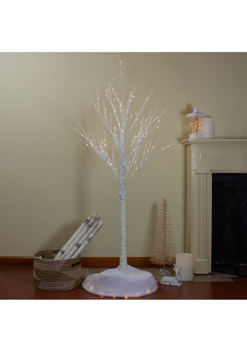 6 Lighted Christmas White Birch Twig Tree Outdoor Decoration - Warm White LED Lights