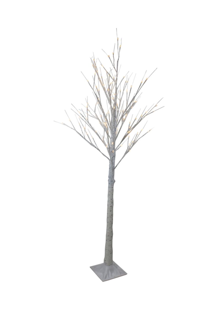 6 Lighted Christmas White Birch Twig Tree Outdoor Decoration - Warm White LED Lights