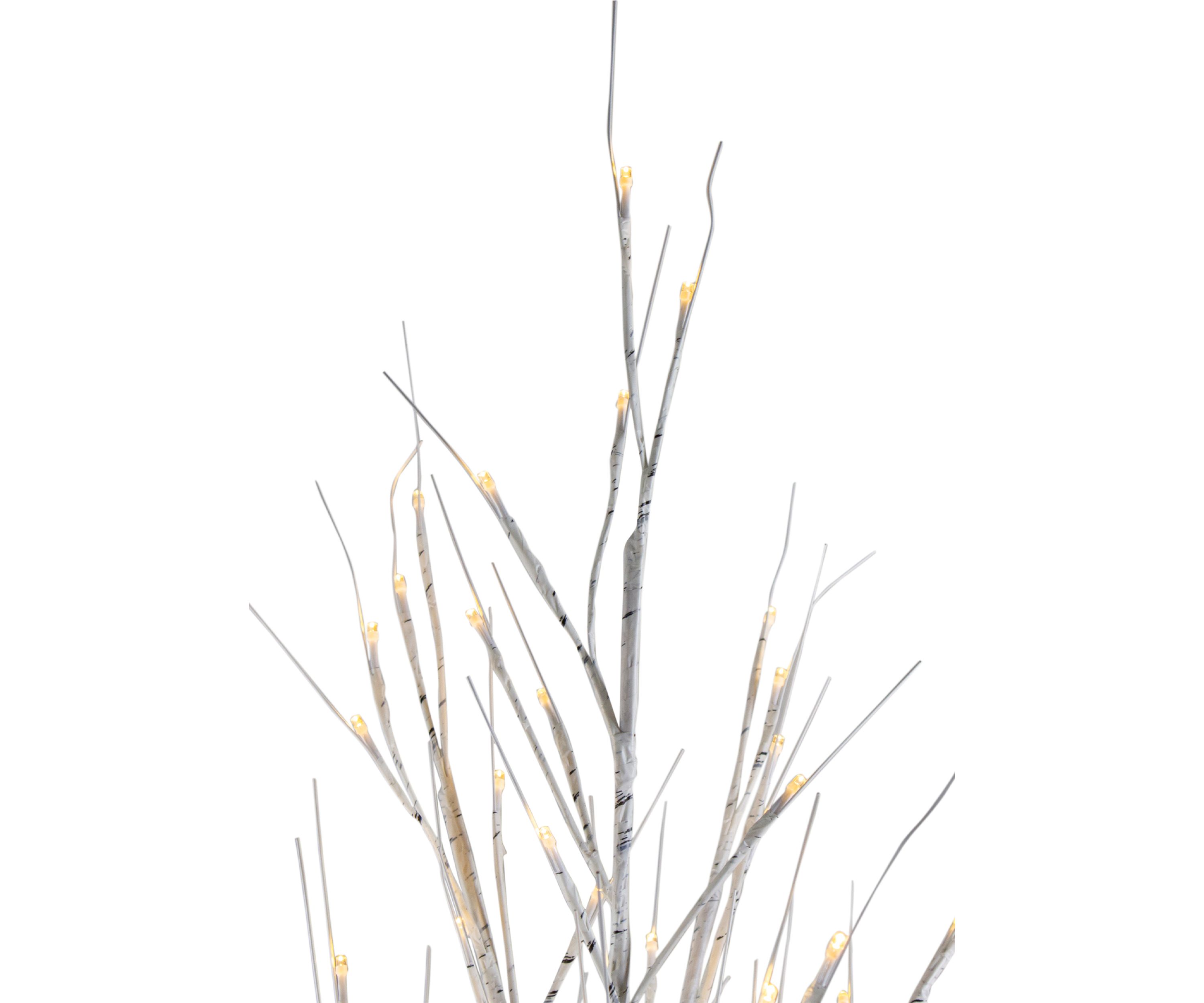 6 Lighted Christmas White Birch Twig Tree Outdoor Decoration - Warm White LED Lights