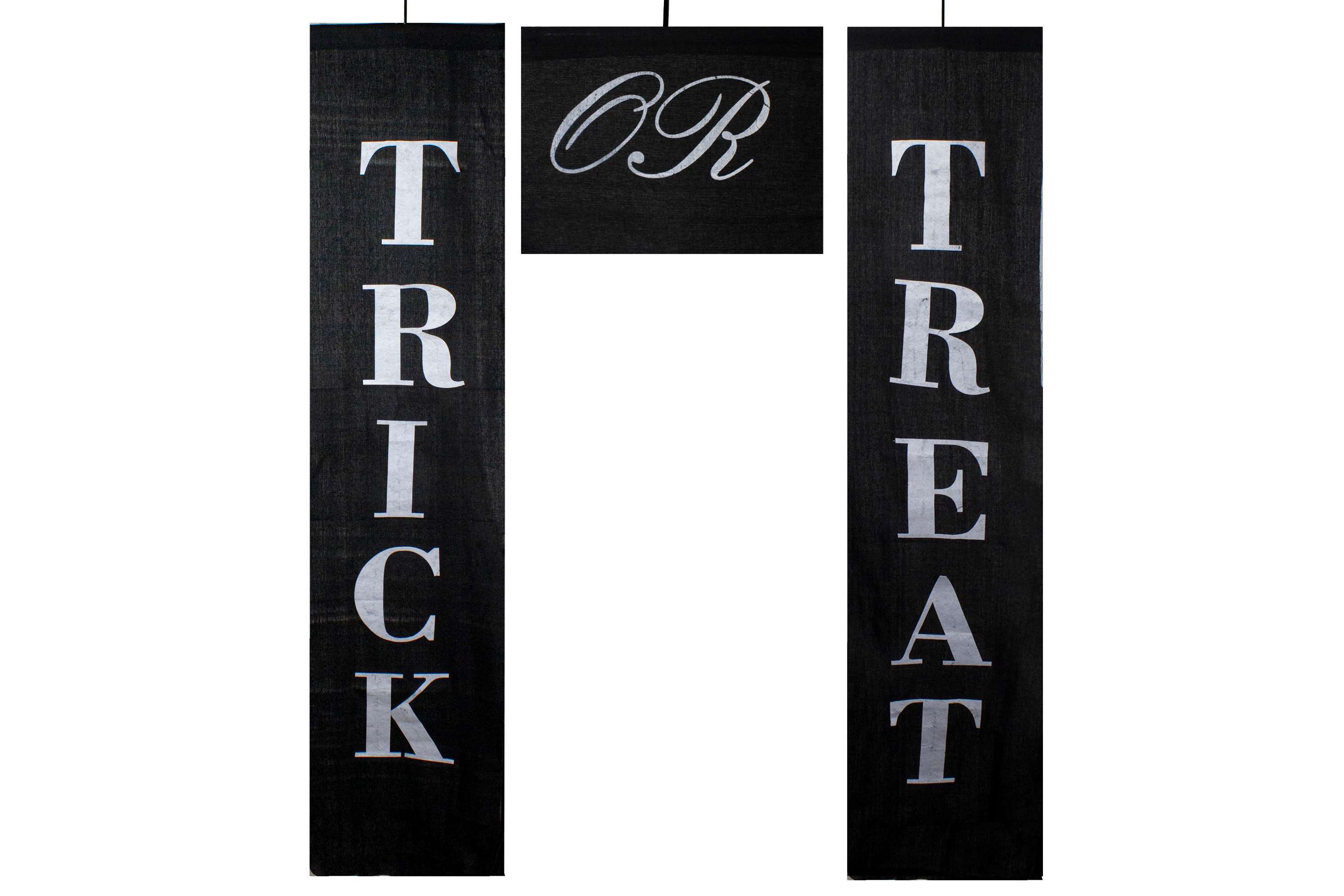 Trick or Treat Outdoor Halloween Banners - 19.25" - Black and White - Set of 3