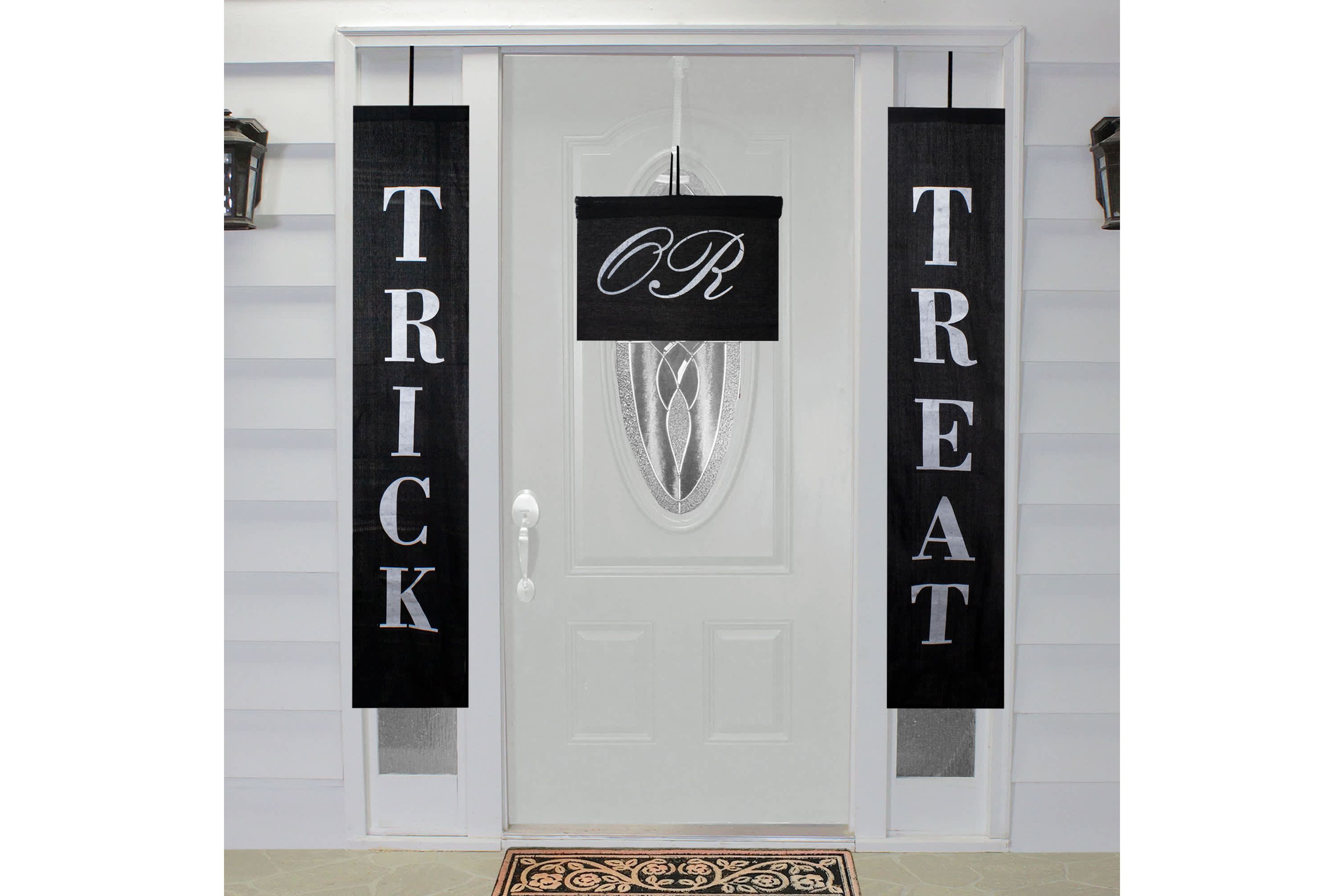 Trick or Treat Outdoor Halloween Banners - 19.25" - Black and White - Set of 3