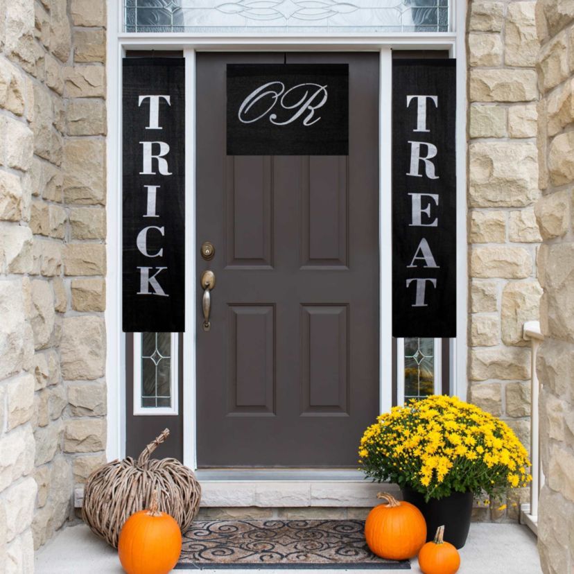 Trick or Treat Outdoor Halloween Banners - 19.25" - Black and White - Set of 3
