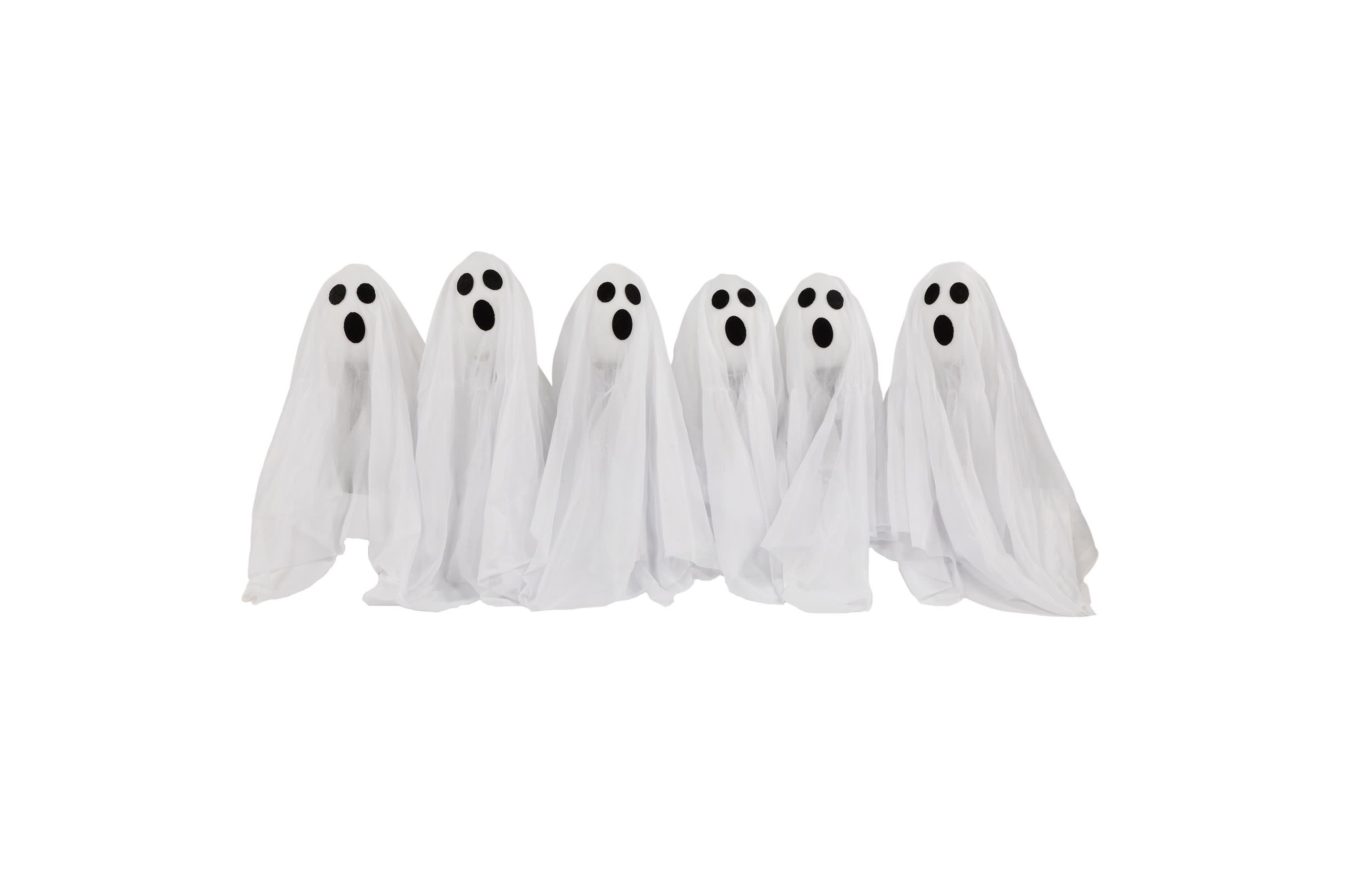 Set of 6 LED Lighted White Ghost Halloween Outdoor Pathway Markers 30"