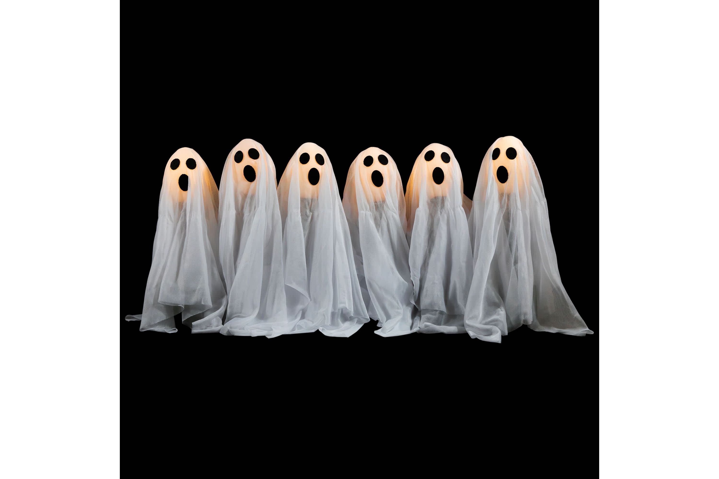 Set of 6 LED Lighted White Ghost Halloween Outdoor Pathway Markers 30"
