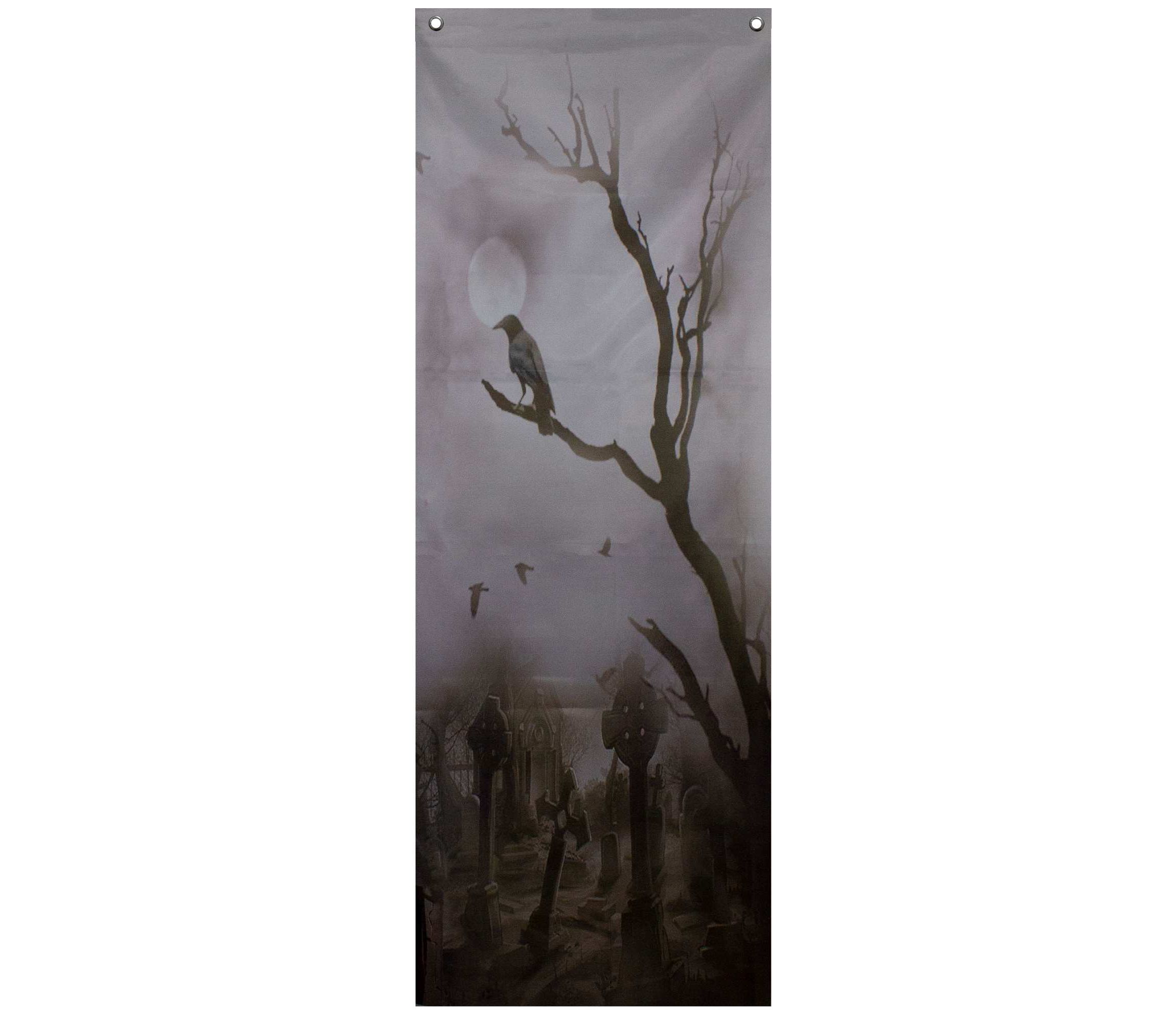 Hazy Graveyard Scene Halloween Door Decoration - 70.75"
