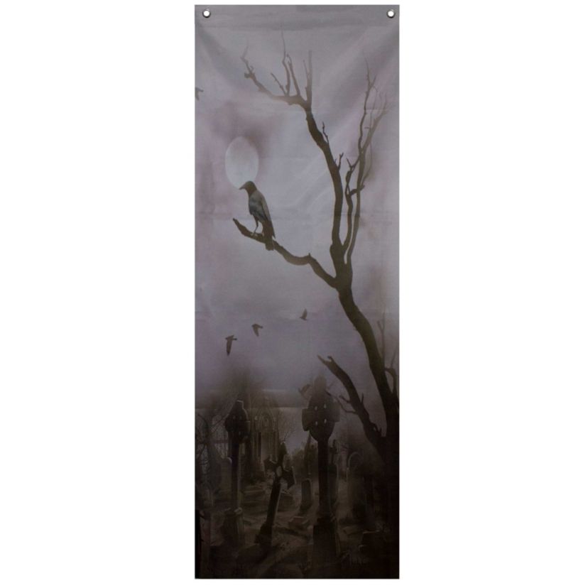 Hazy Graveyard Scene Halloween Door Decoration - 70.75"